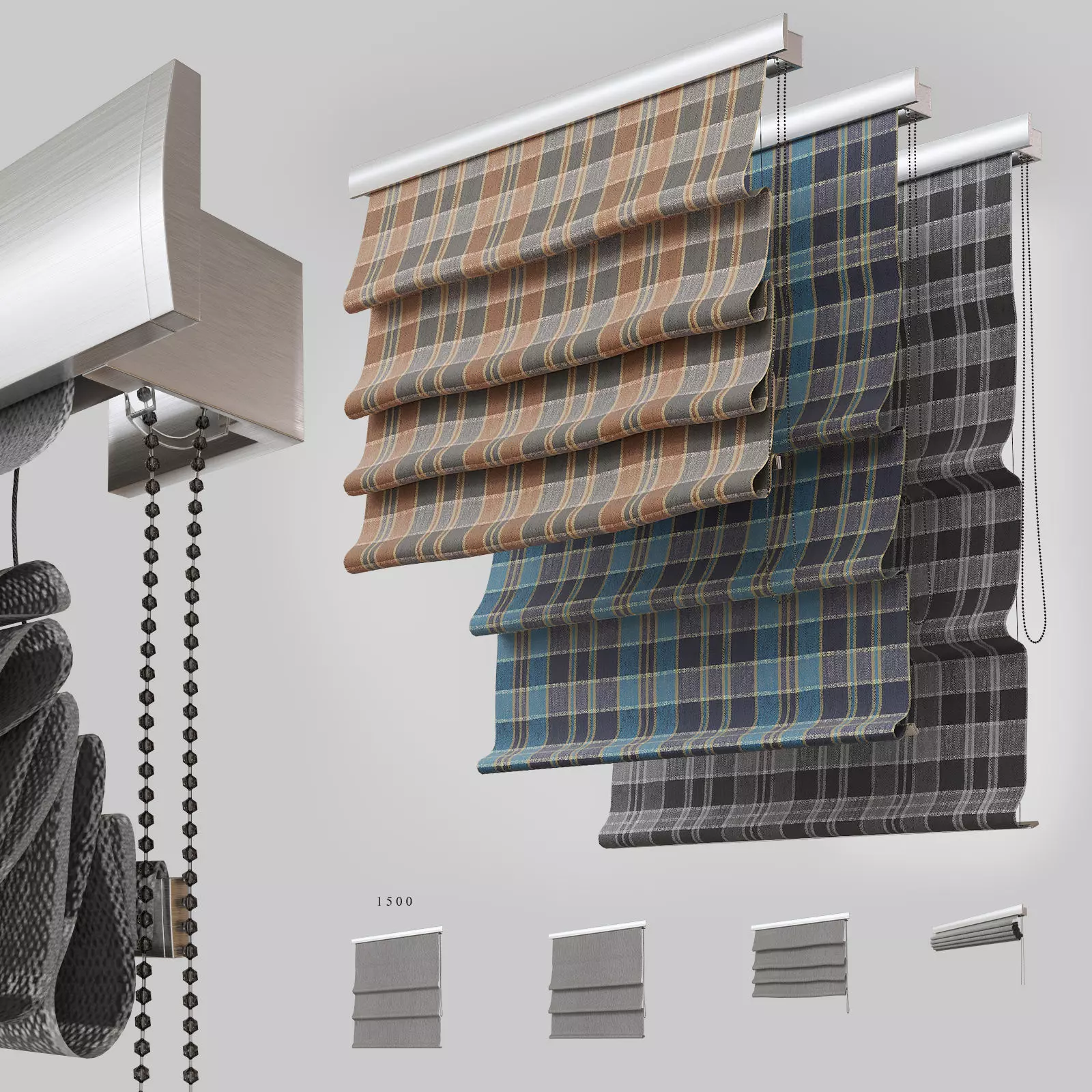 Curtains Blinds Roman blind 4 3D model