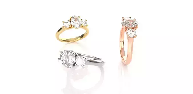 Oval Round Diamond Trinity