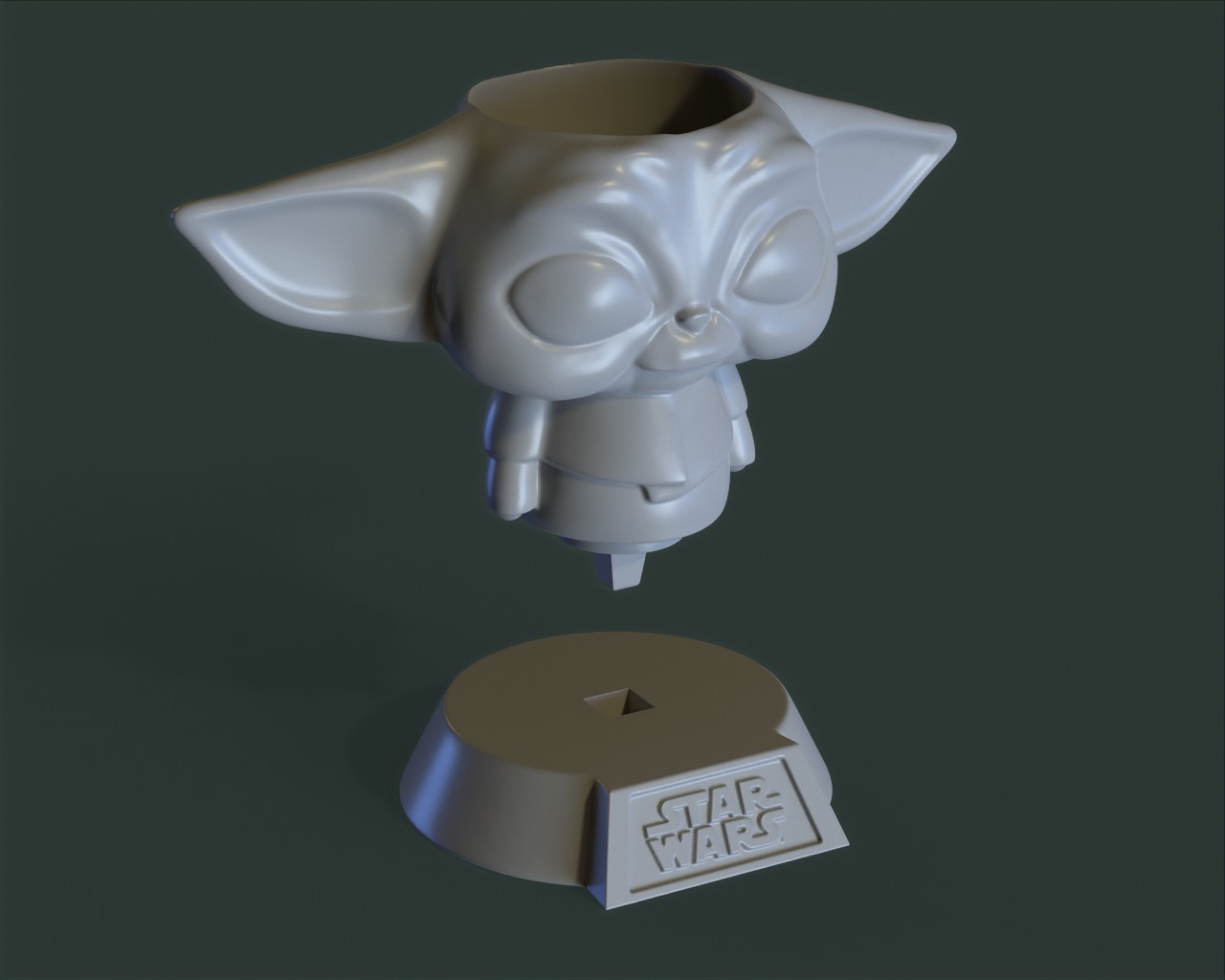 Baby Yoda plantpot 3D print model_5