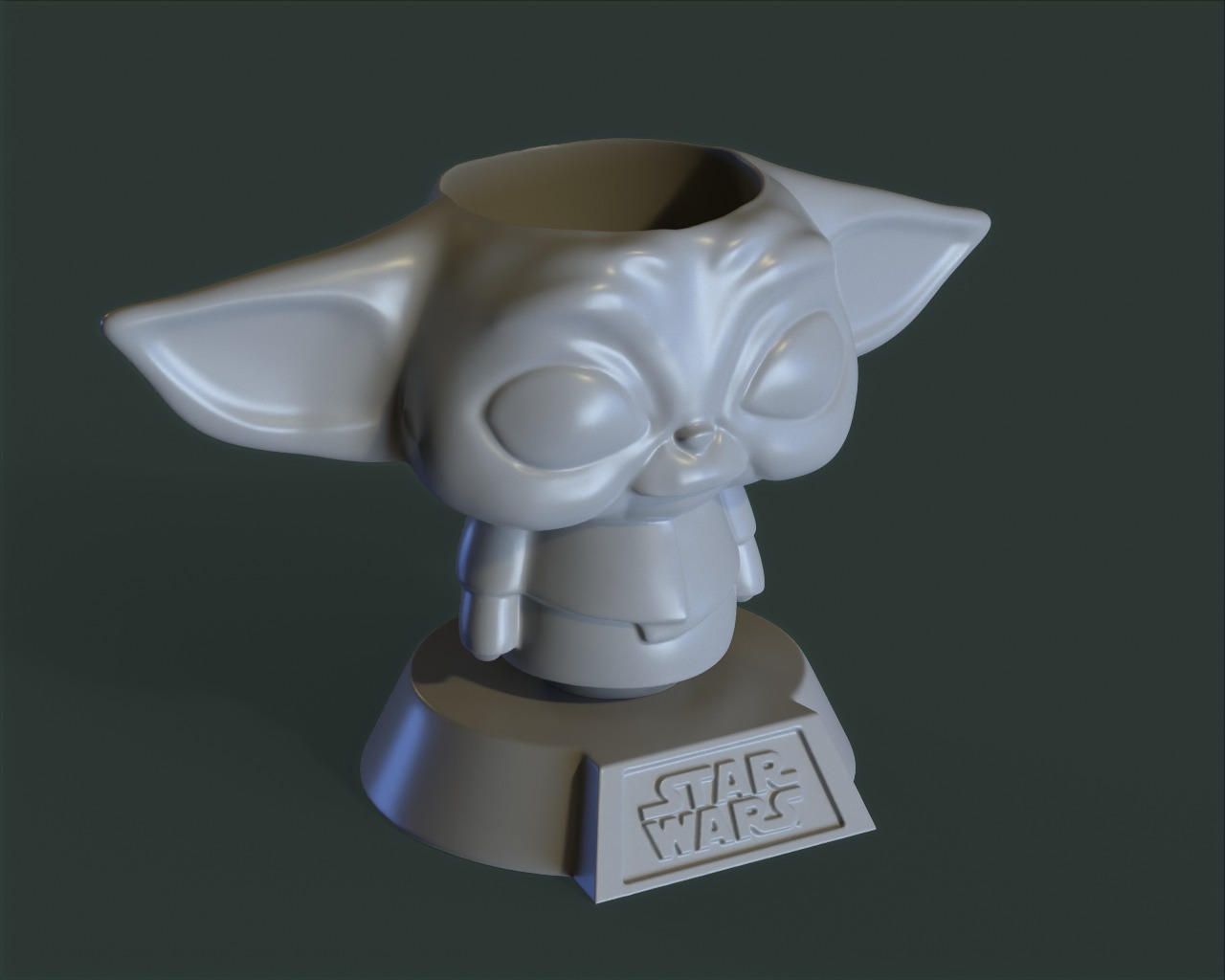 Baby Yoda plantpot 3D print model_4