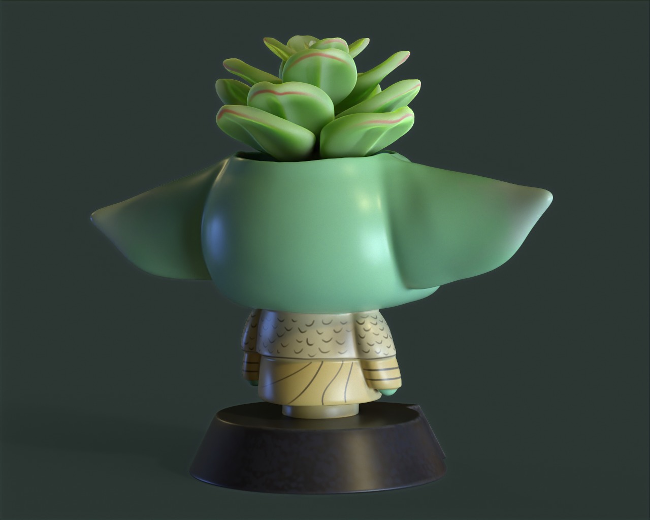 Baby Yoda plantpot 3D print model_3