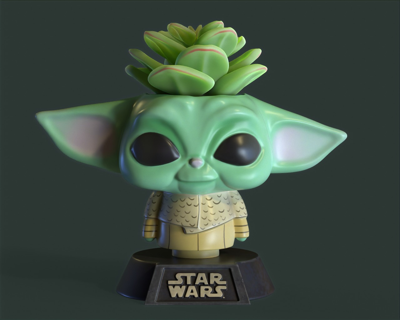 Baby Yoda plantpot 3D print model_2