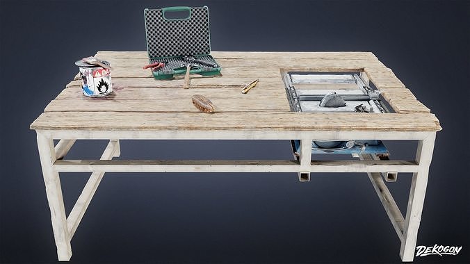 INDUSTRIAL - Saw Table 02 - LOW POLY AND NANITE Low-poly 3D model