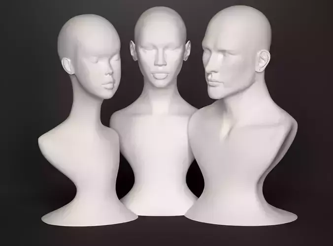 Human bust head collection 3D print model