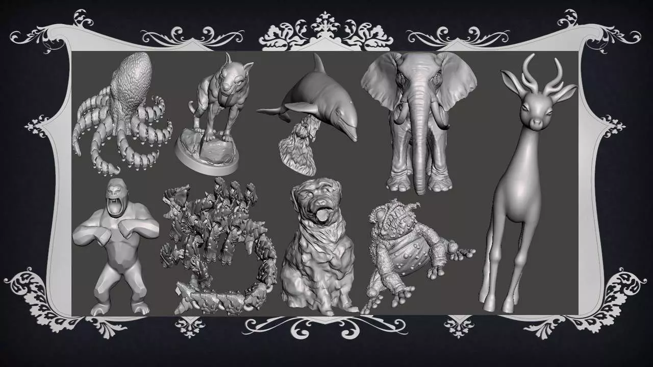 Animal Pack 05 3D Printable STL Jungle Farm Zoo Sea 3D print model_0