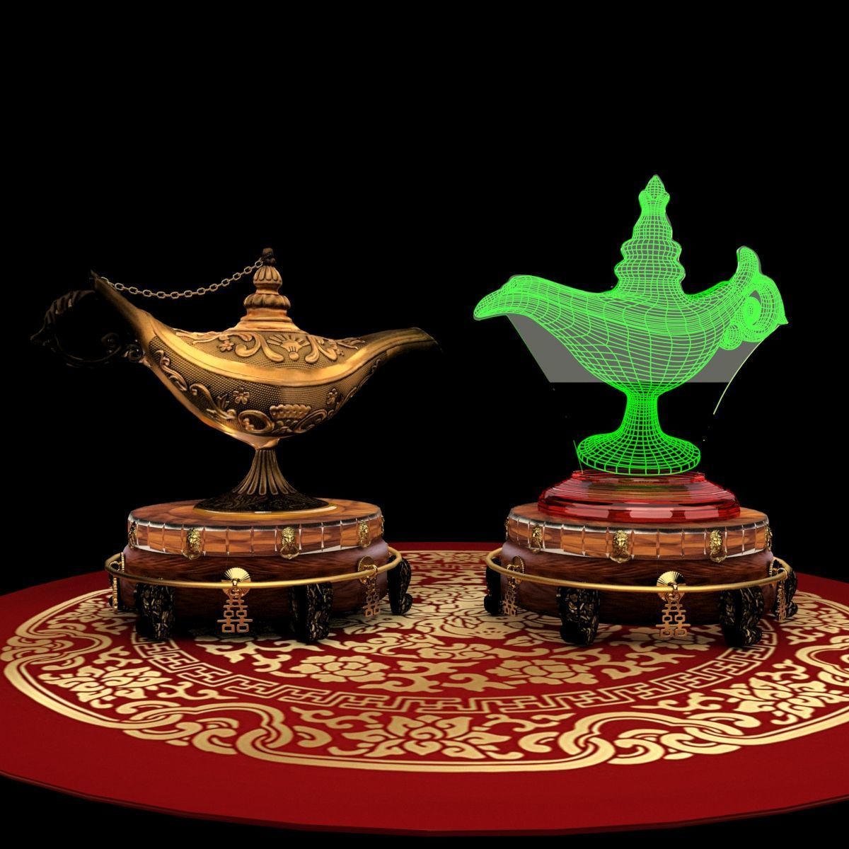 Chinese magic lamp  3D model_6