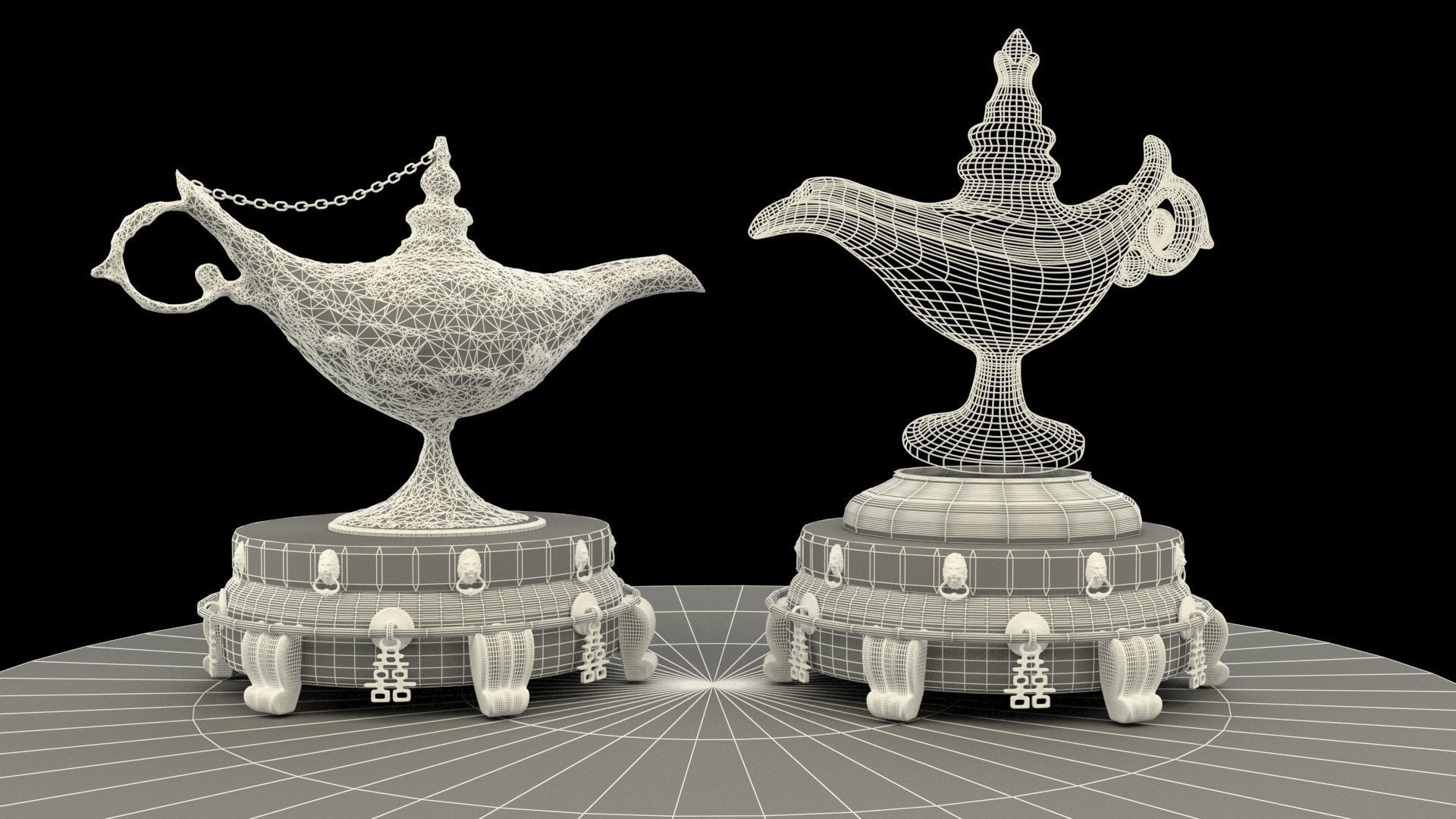 Chinese magic lamp  3D model_7