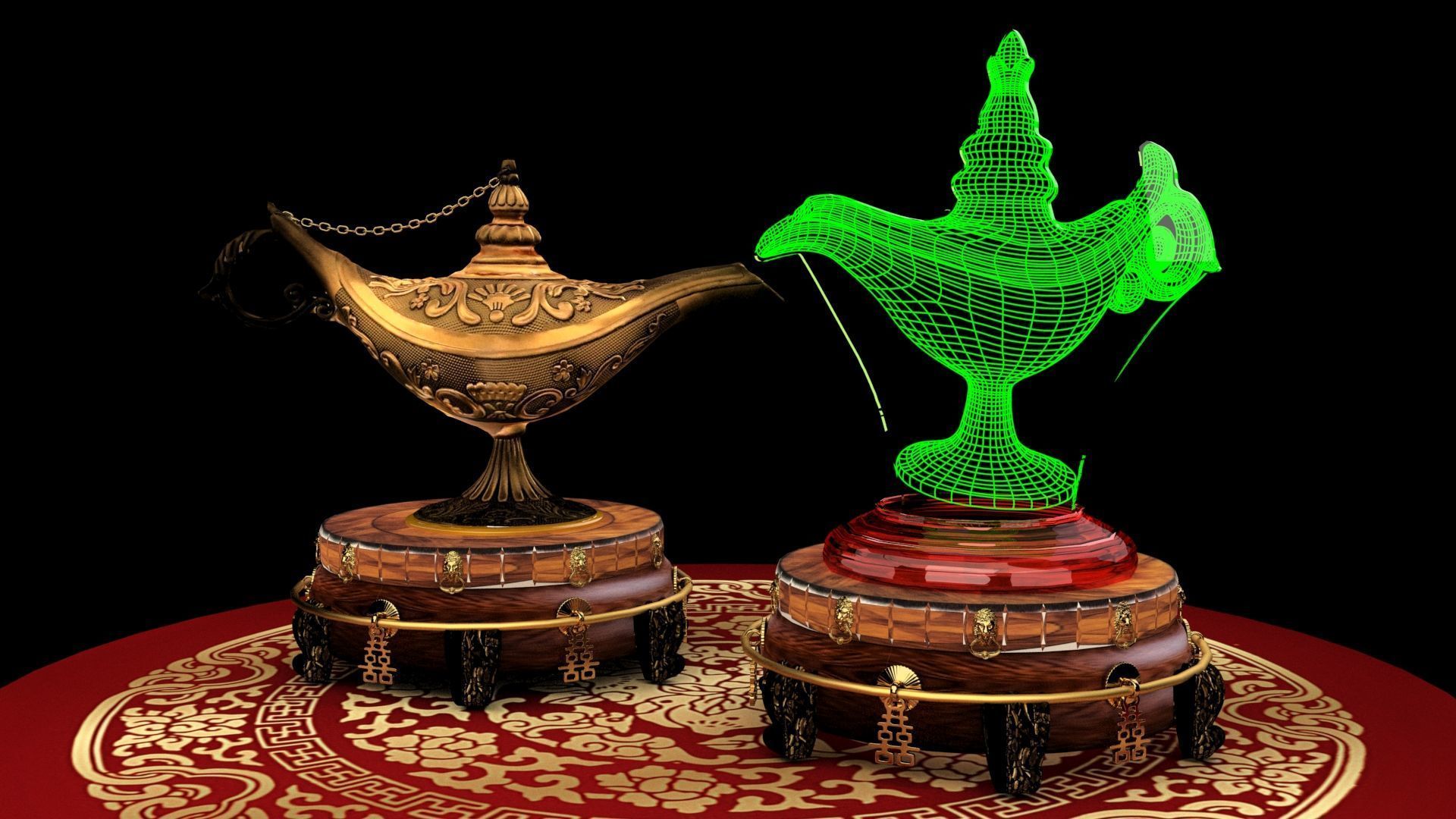 Chinese magic lamp  3D model_5