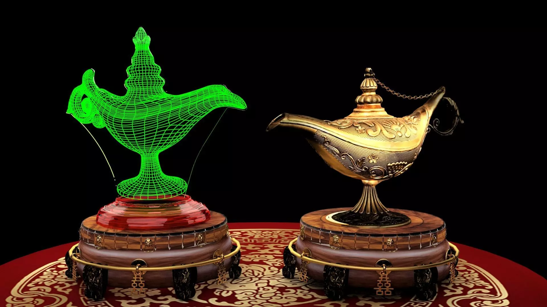 Chinese magic lamp  3D model_0