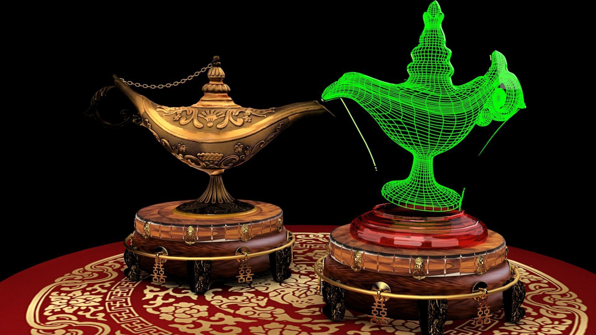Chinese magic lamp  3D model_4