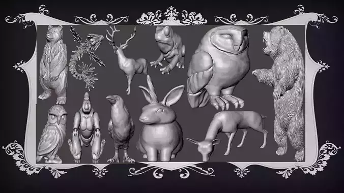 Animal Pack 06 3D Printable STL Jungle Farm Zoo Sea