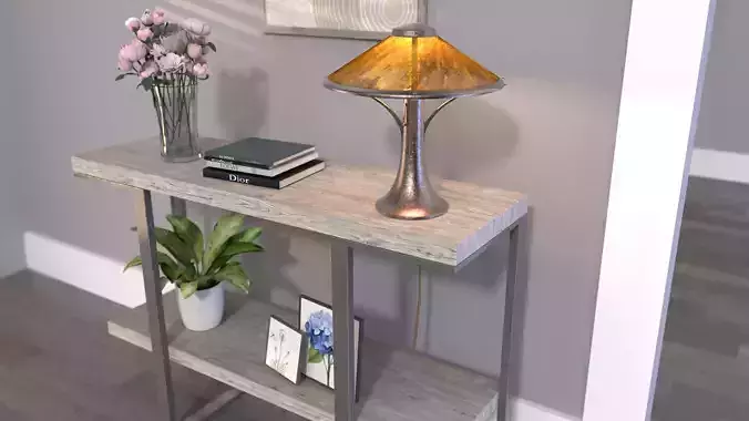 Entry or living room console table with accessories