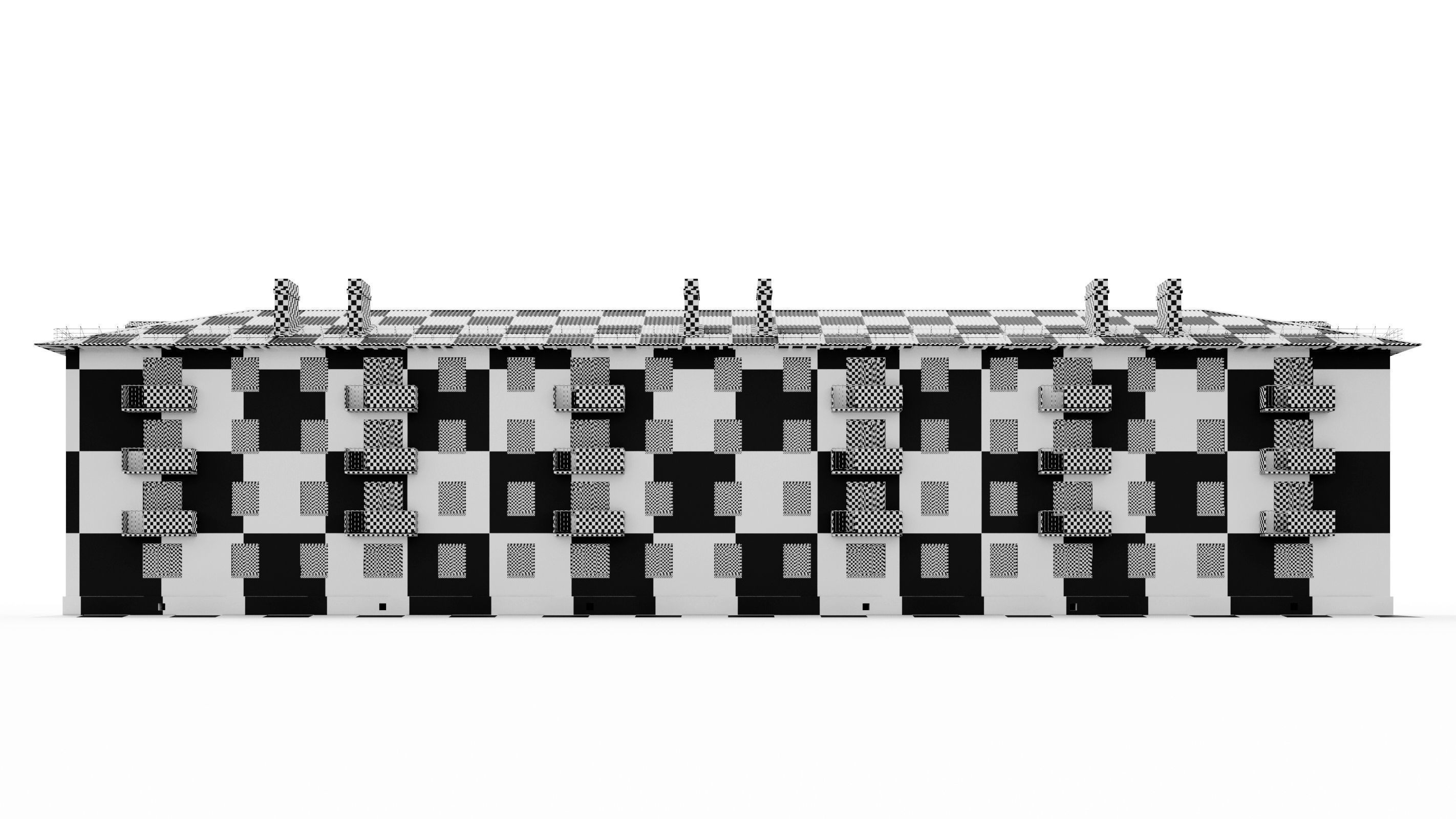 Typical brick soviet residential building of the 60s 3D model_37