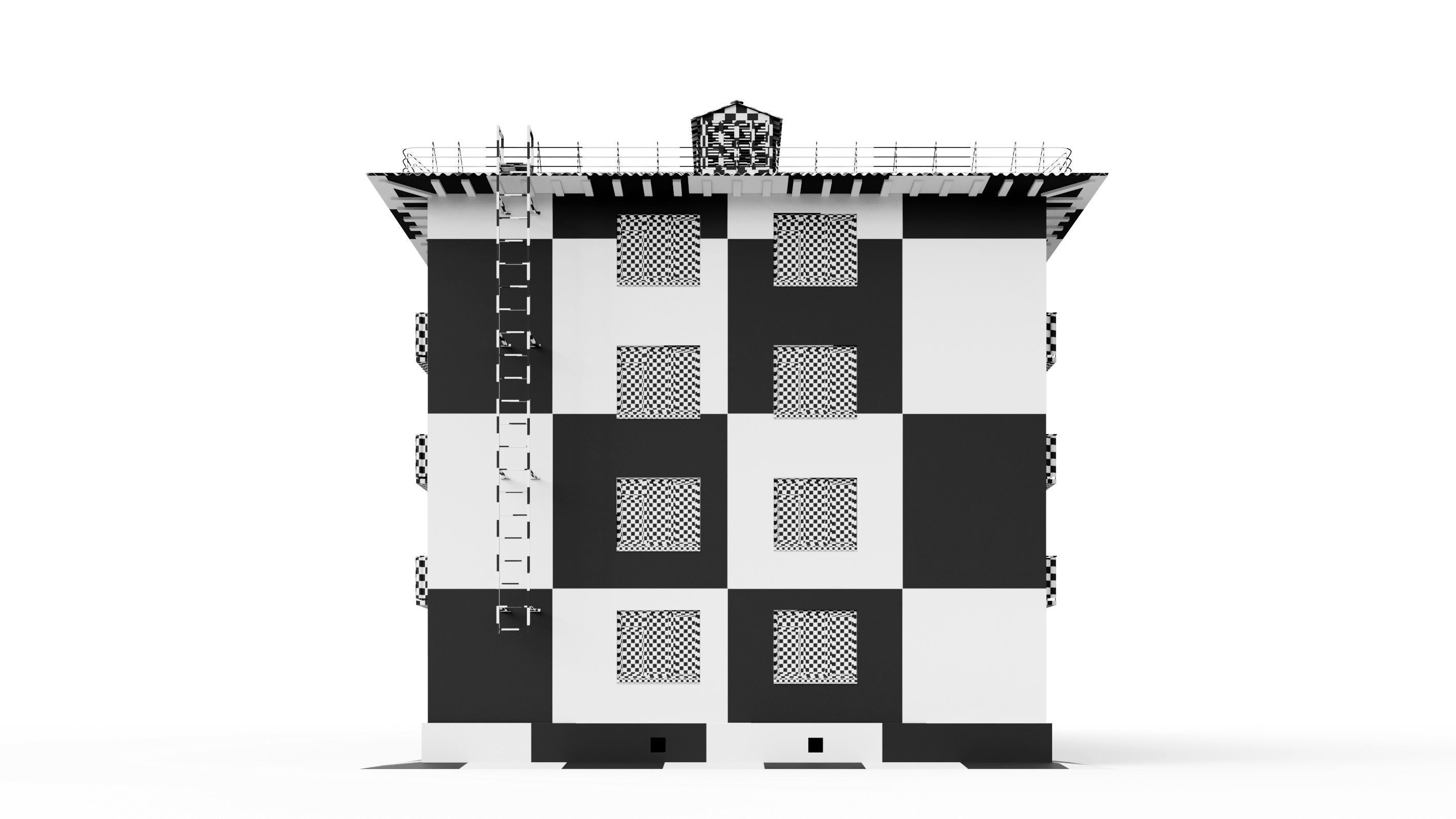 Typical brick soviet residential building of the 60s 3D model_35