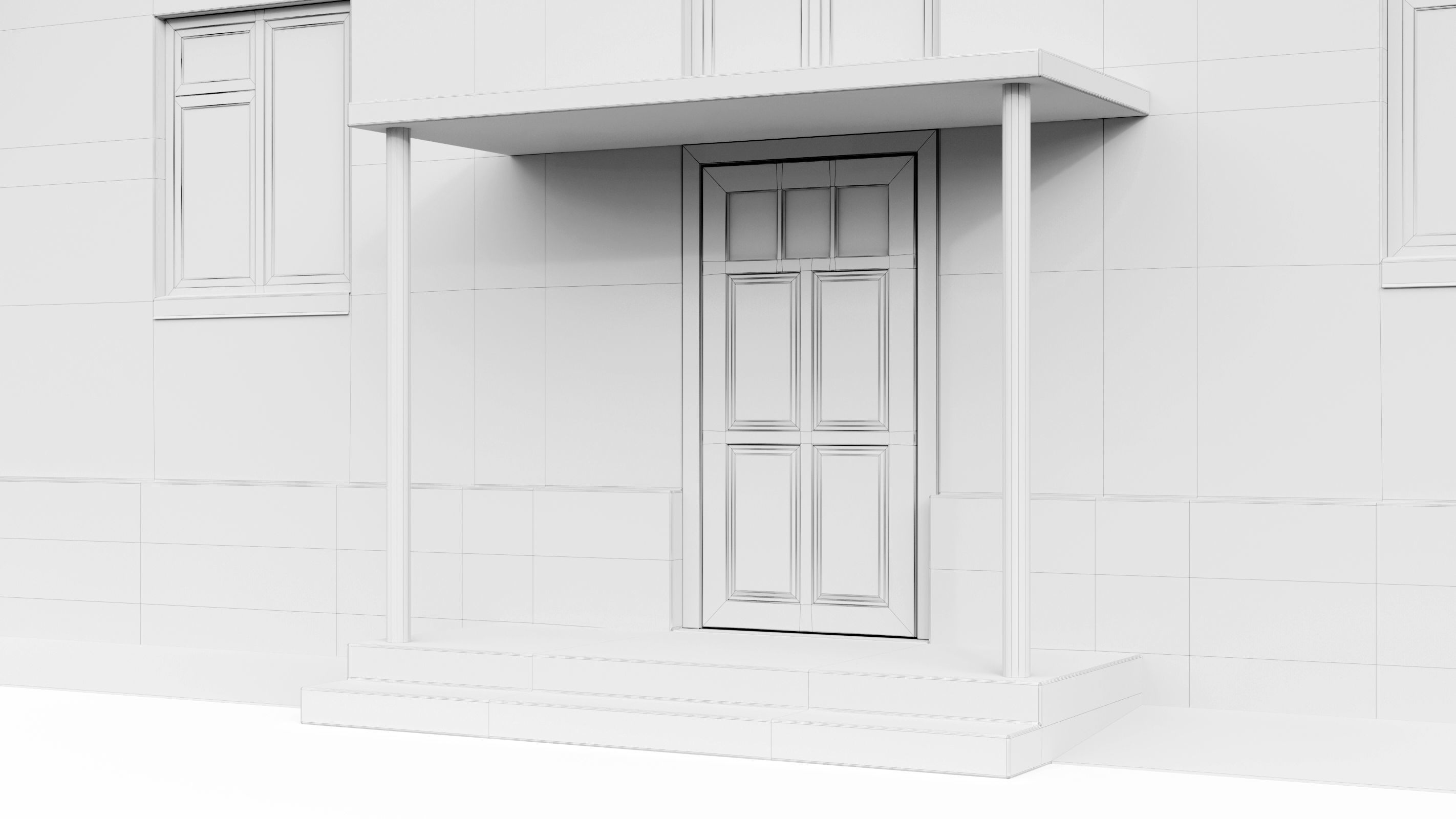 Typical brick soviet residential building of the 60s 3D model_32