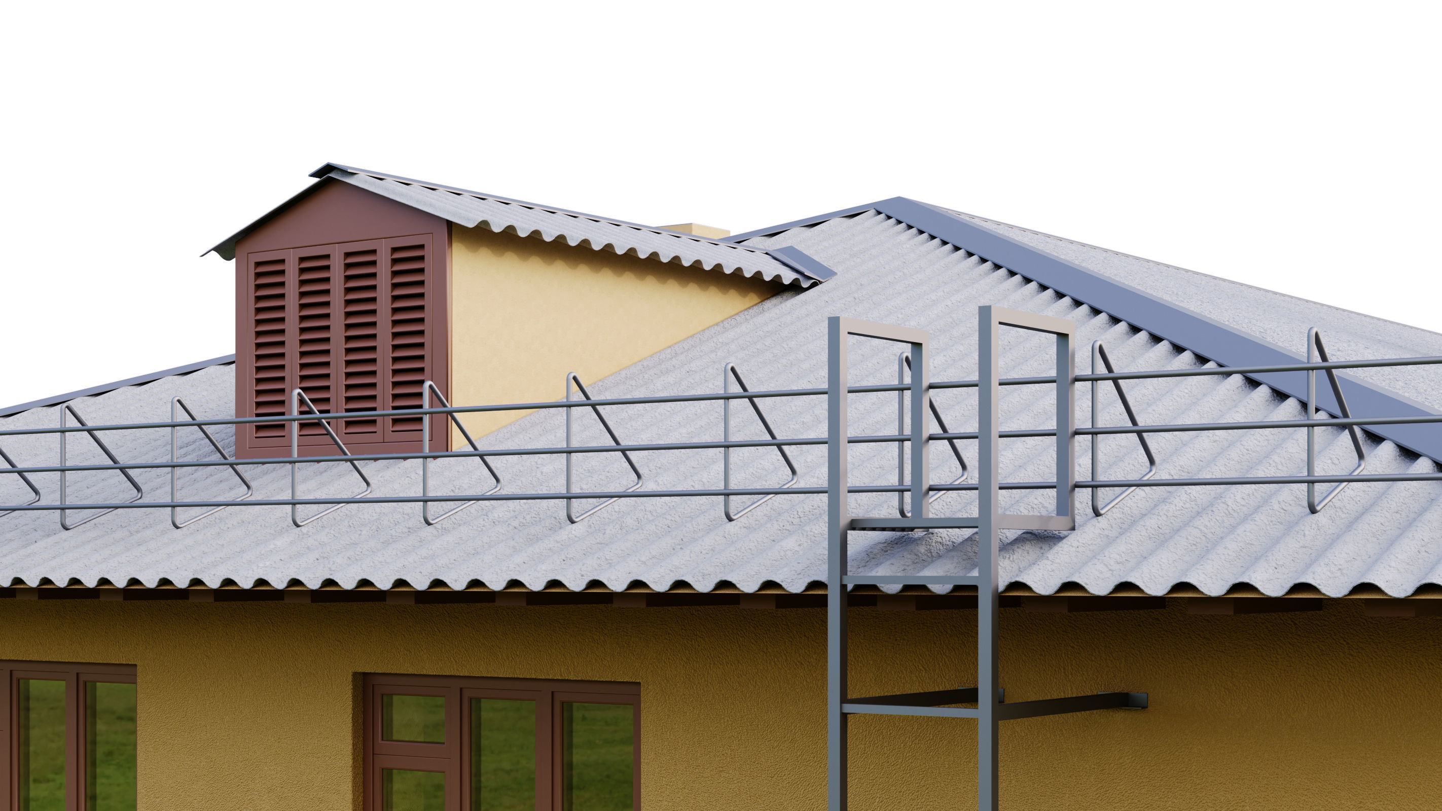 Typical brick soviet residential building of the 60s 3D model_14