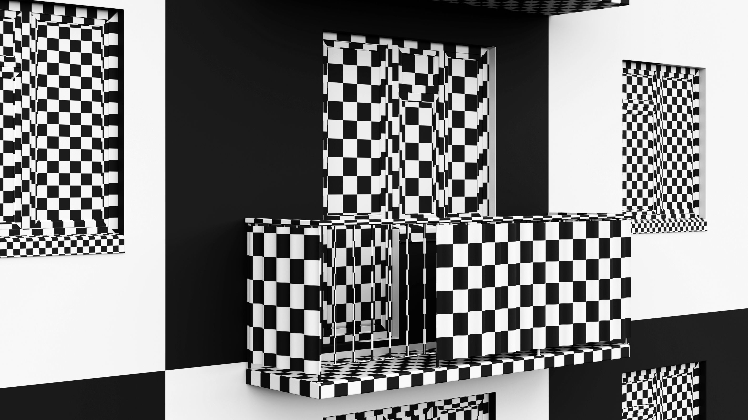 Typical brick soviet residential building of the 60s 3D model_45