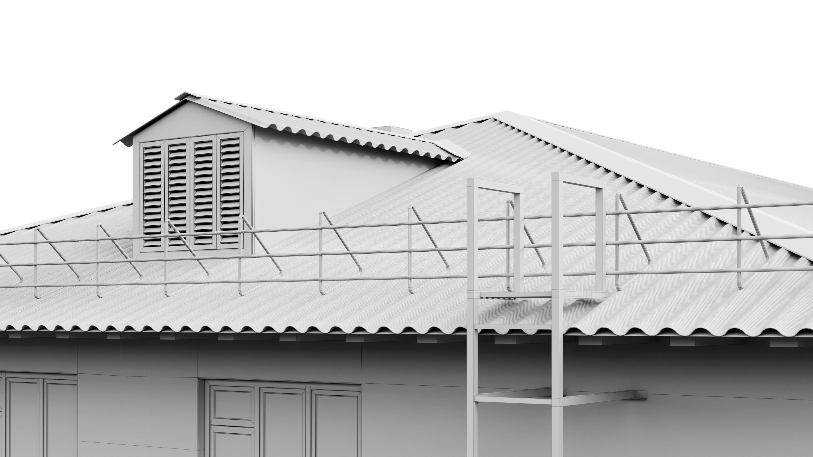 Typical brick soviet residential building of the 60s 3D model_30