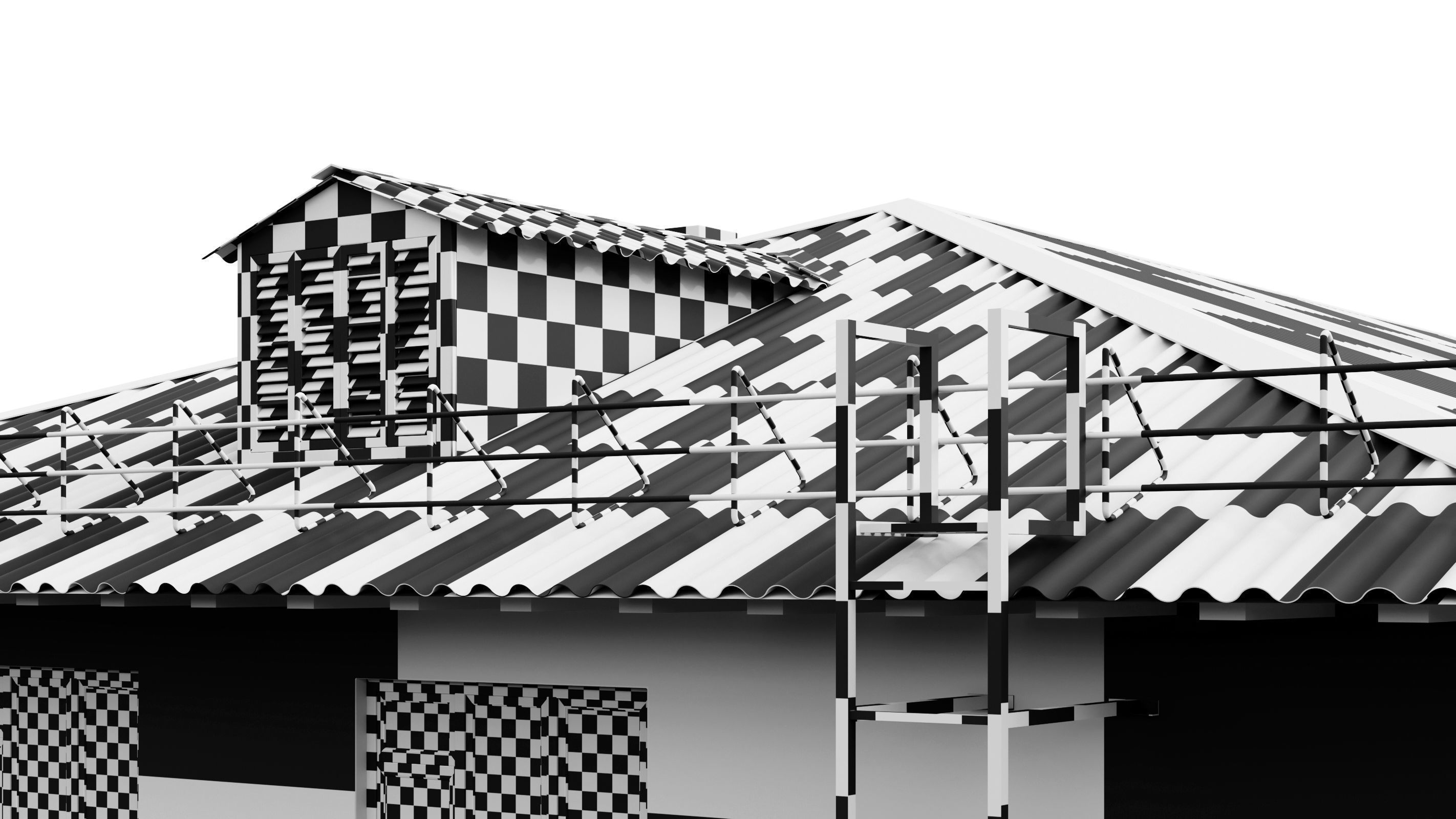 Typical brick soviet residential building of the 60s 3D model_46