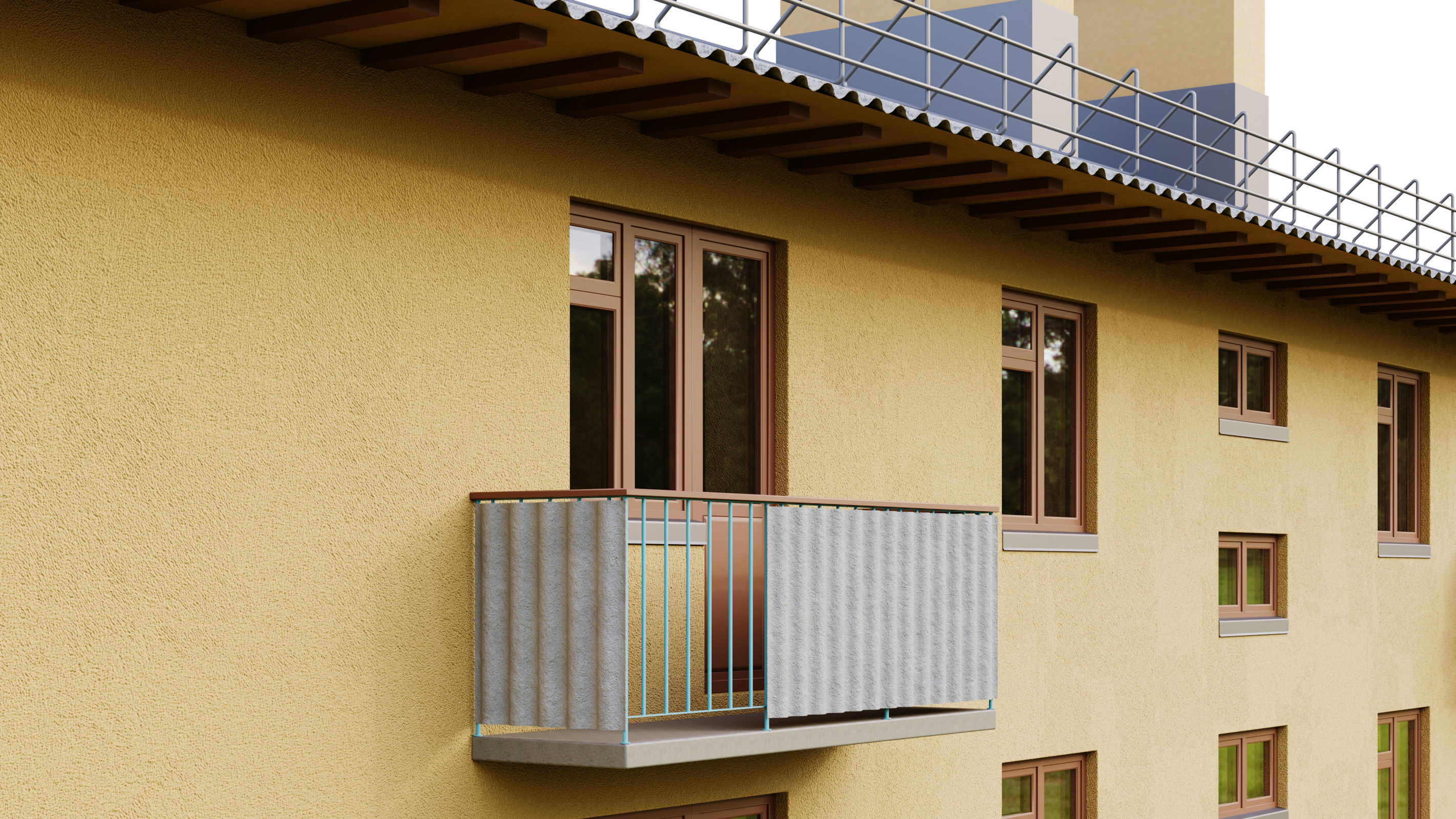 Typical brick soviet residential building of the 60s 3D model_15