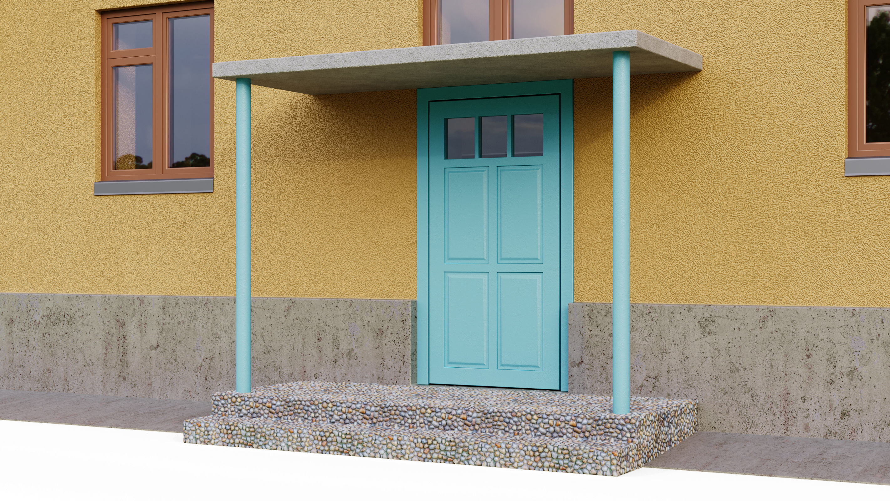 Typical brick soviet residential building of the 60s 3D model_16