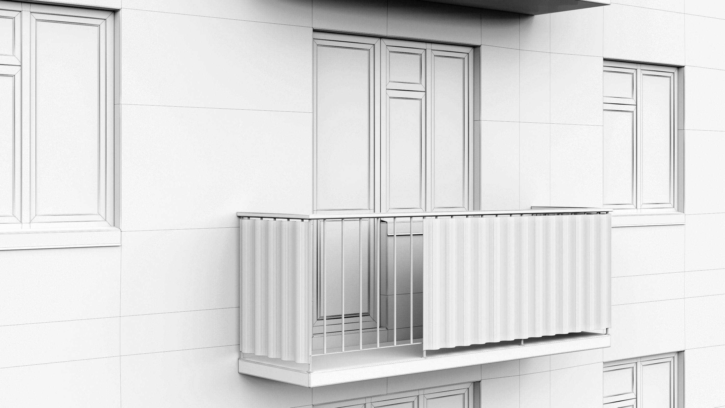 Typical brick soviet residential building of the 60s 3D model_29