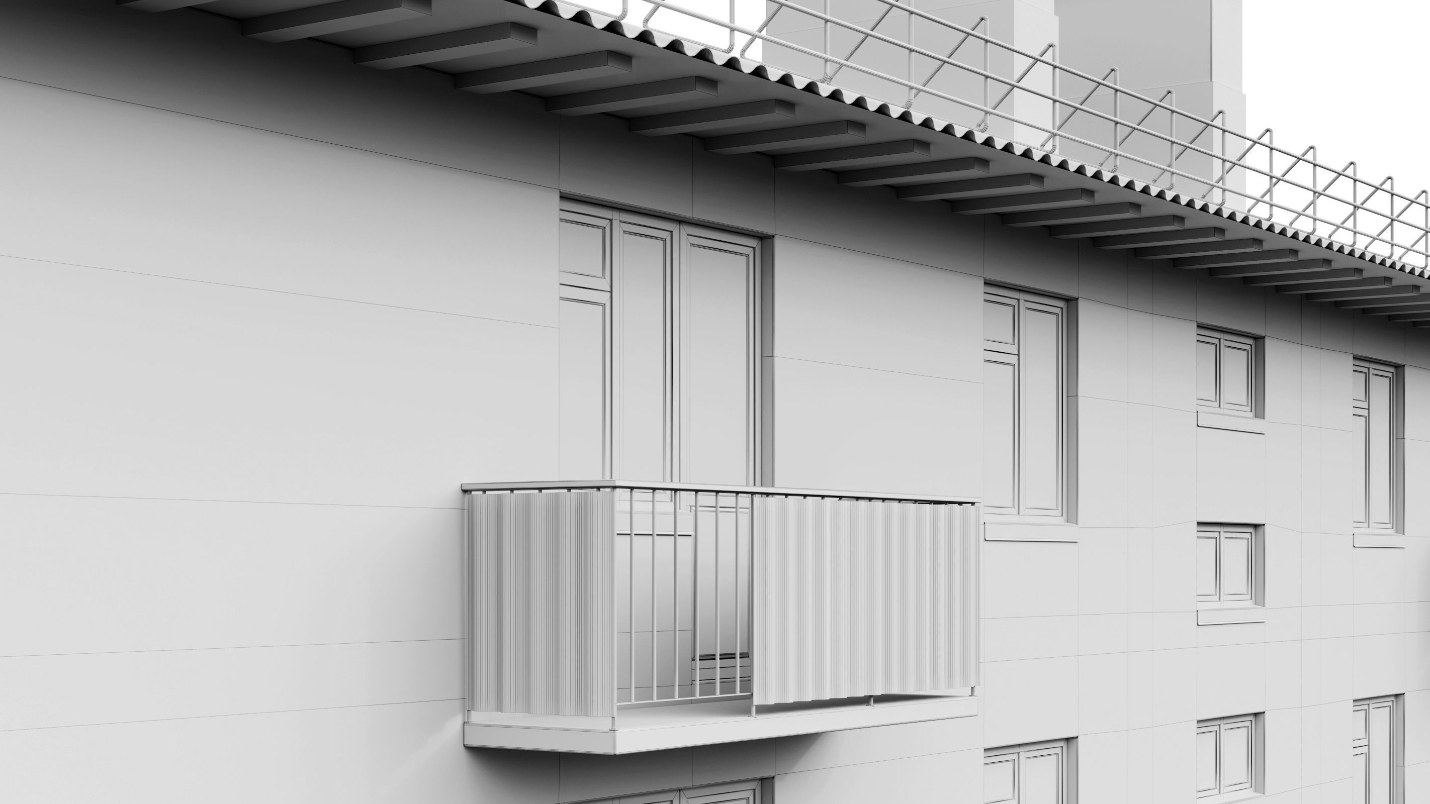 Typical brick soviet residential building of the 60s 3D model_31