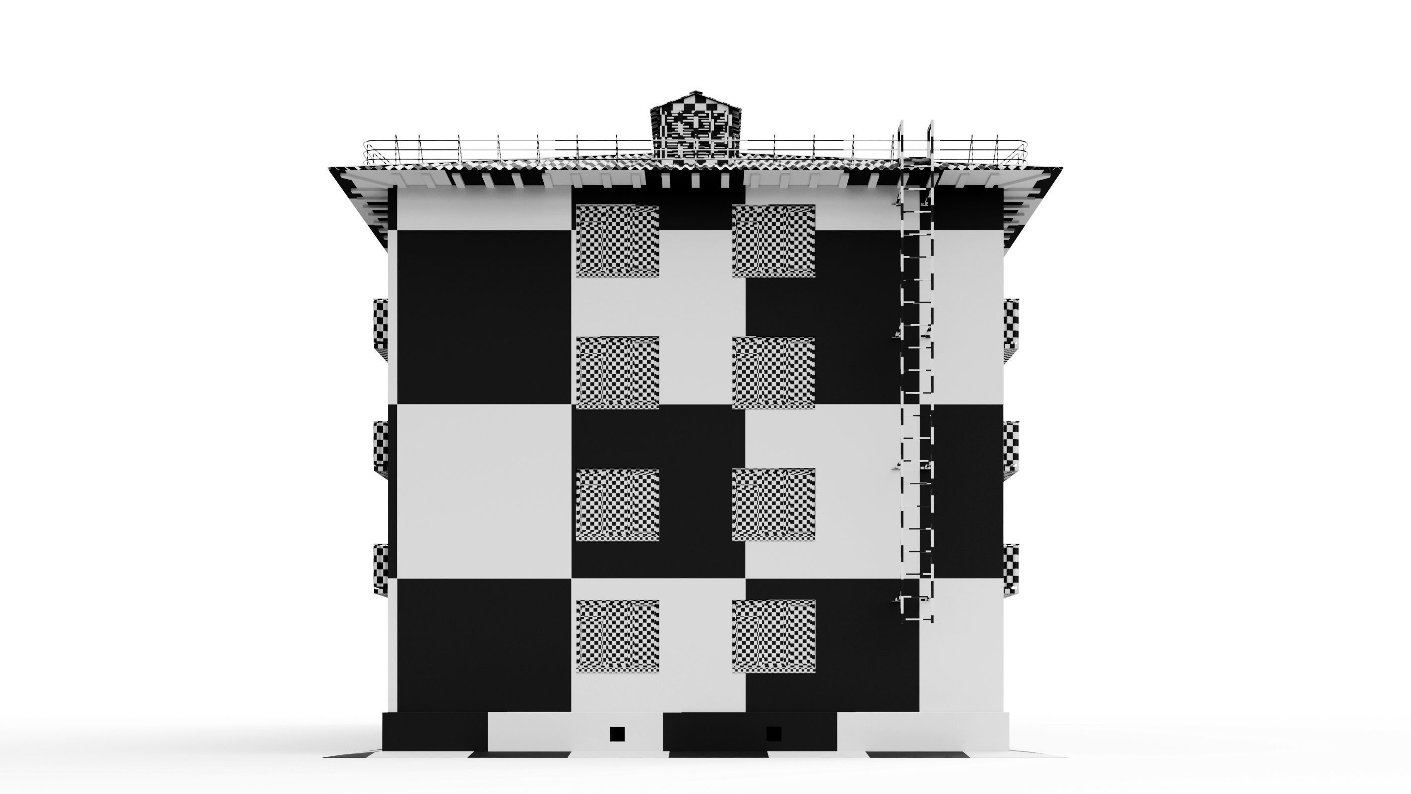 Typical brick soviet residential building of the 60s 3D model_39