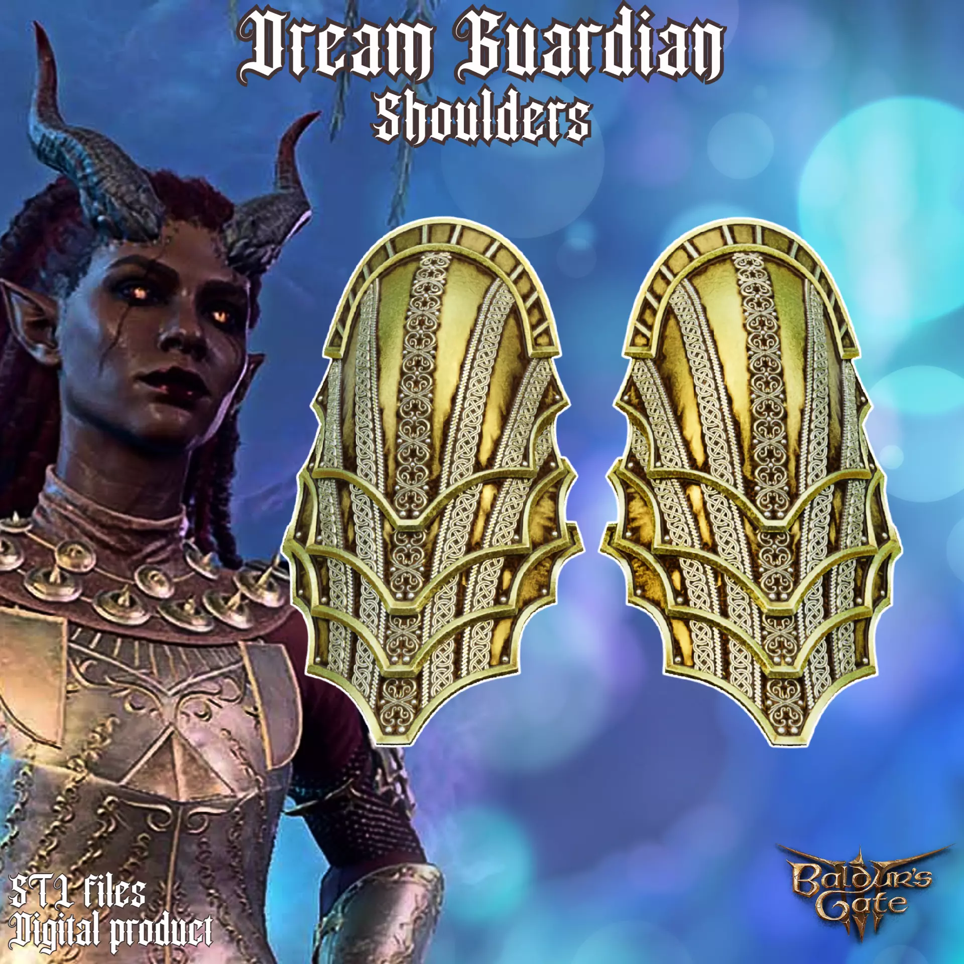 Fantasy Dreamwalker Plate Shoulder Pads Baldrus Gate 3 3D print model_0