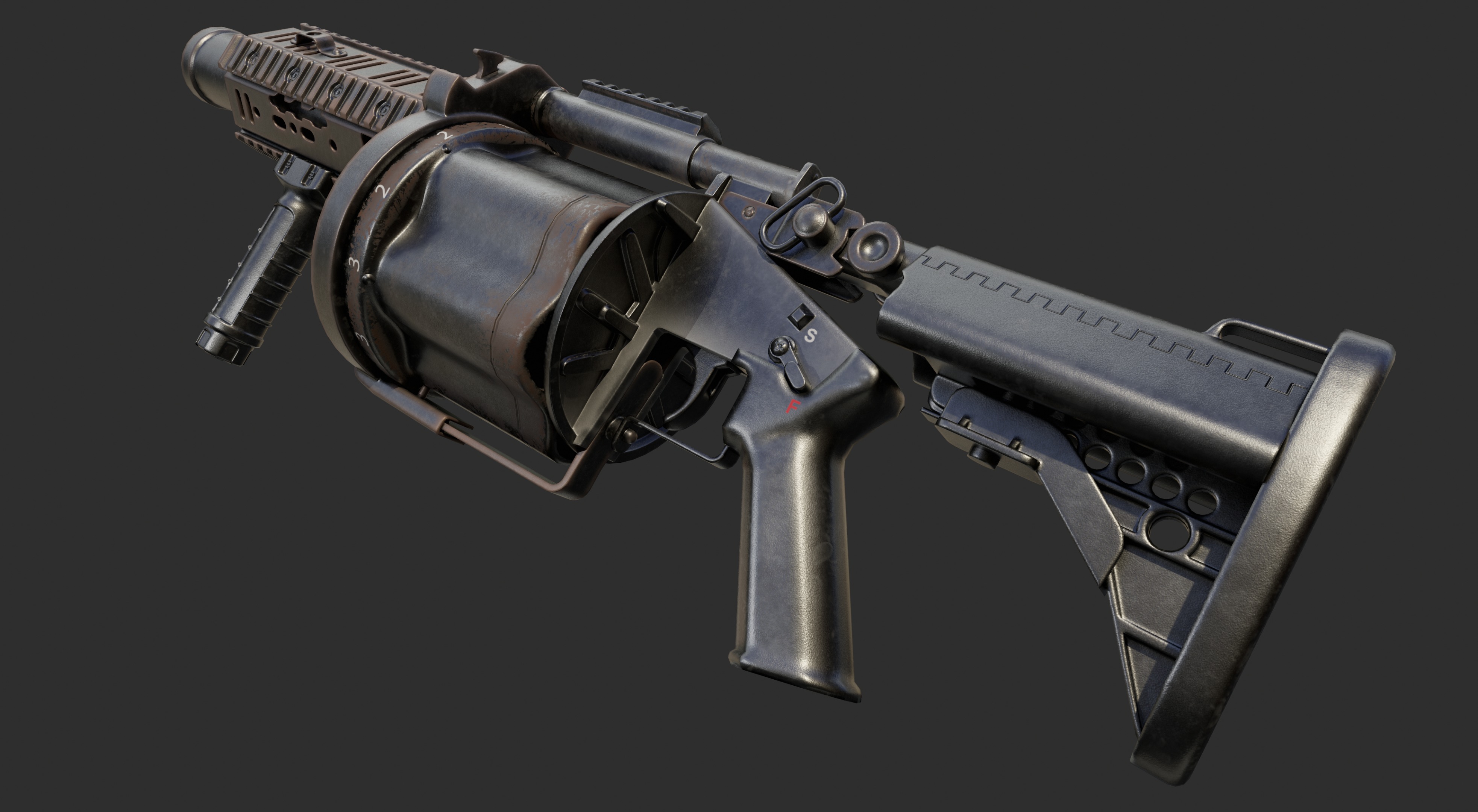 Milkor MGL Grenade Launcher Low-poly 3D model_28