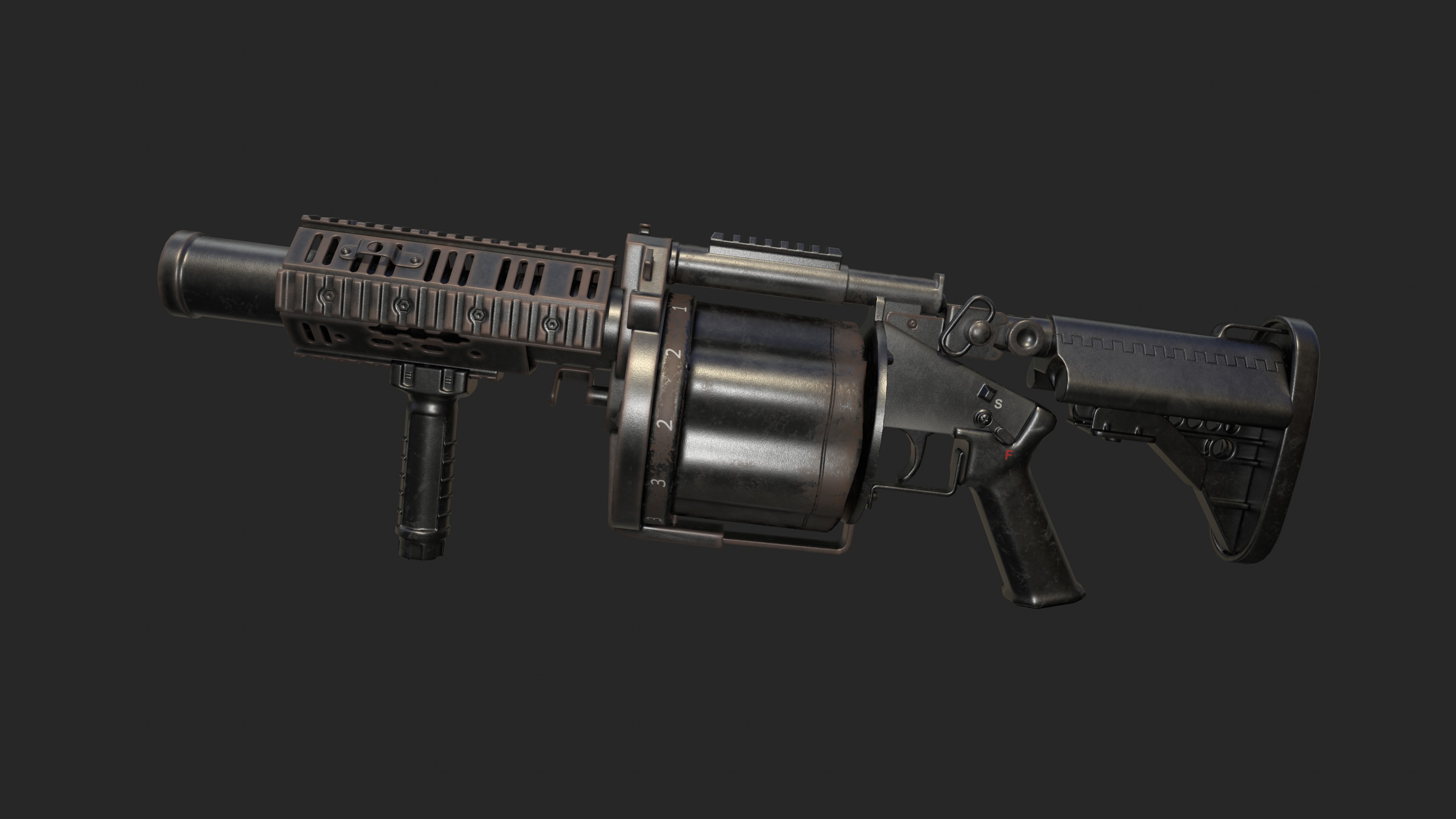 Milkor MGL Grenade Launcher Low-poly 3D model_2