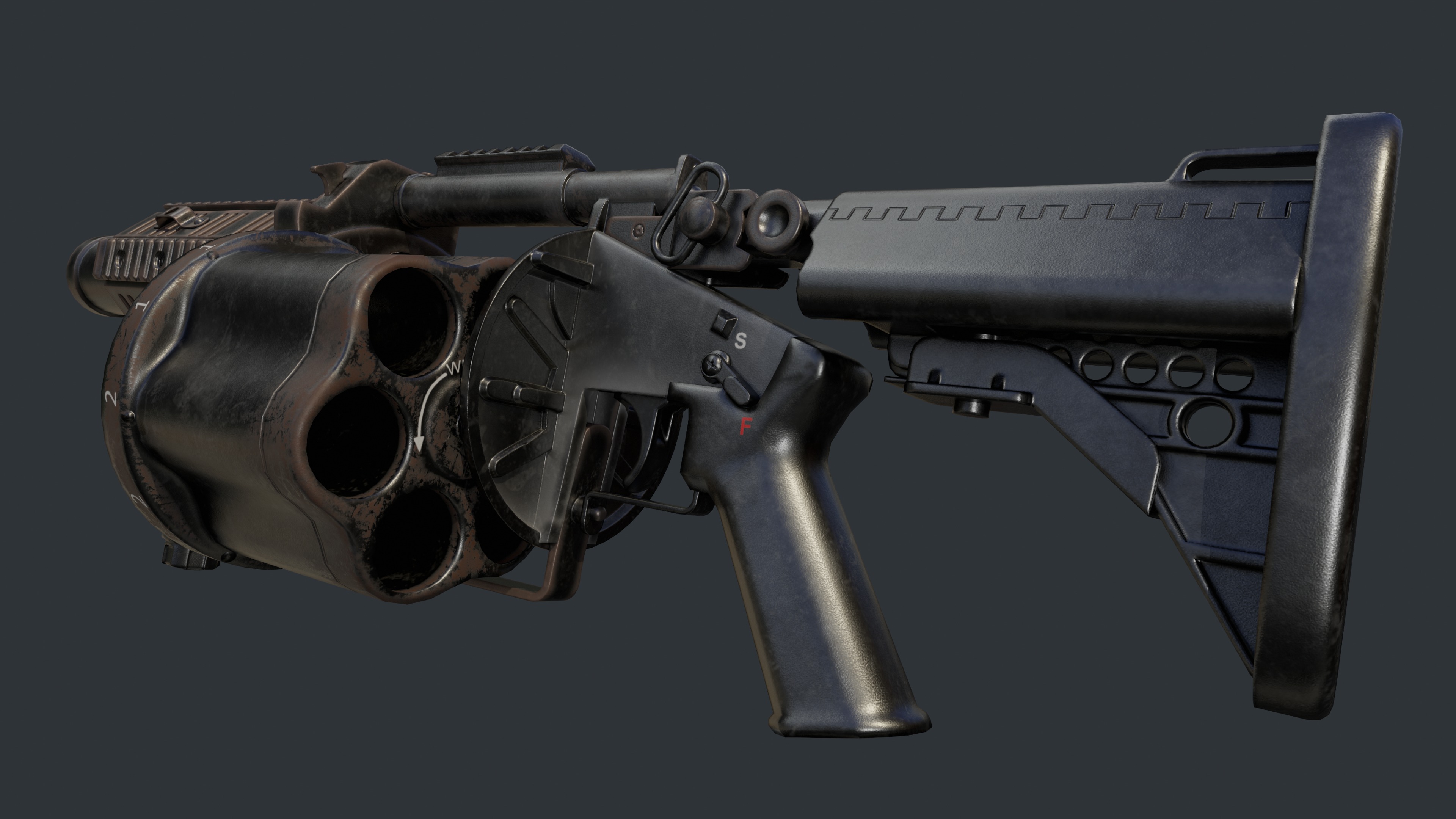 Milkor MGL Grenade Launcher Low-poly 3D model_4