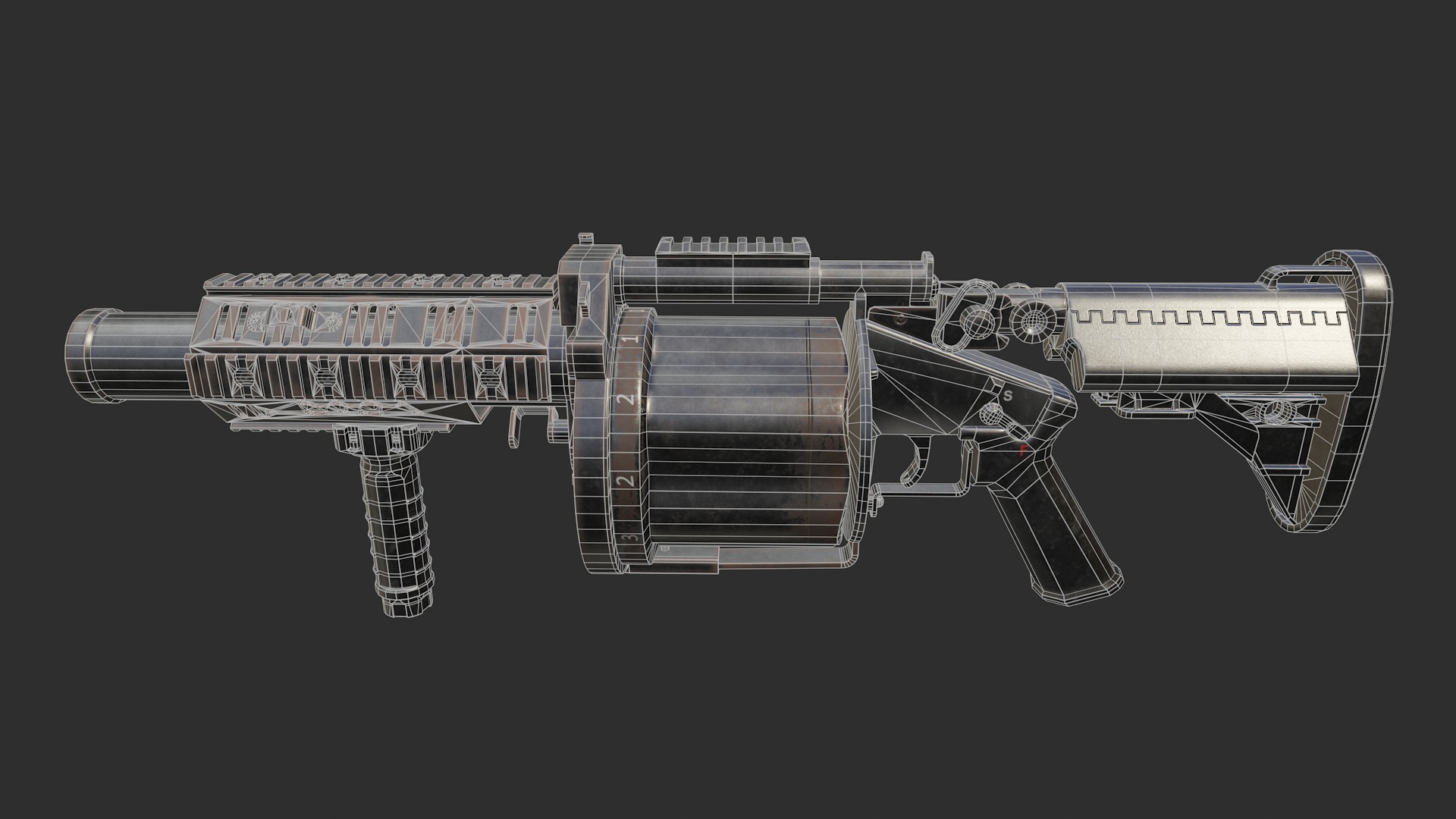 Milkor MGL Grenade Launcher Low-poly 3D model_35