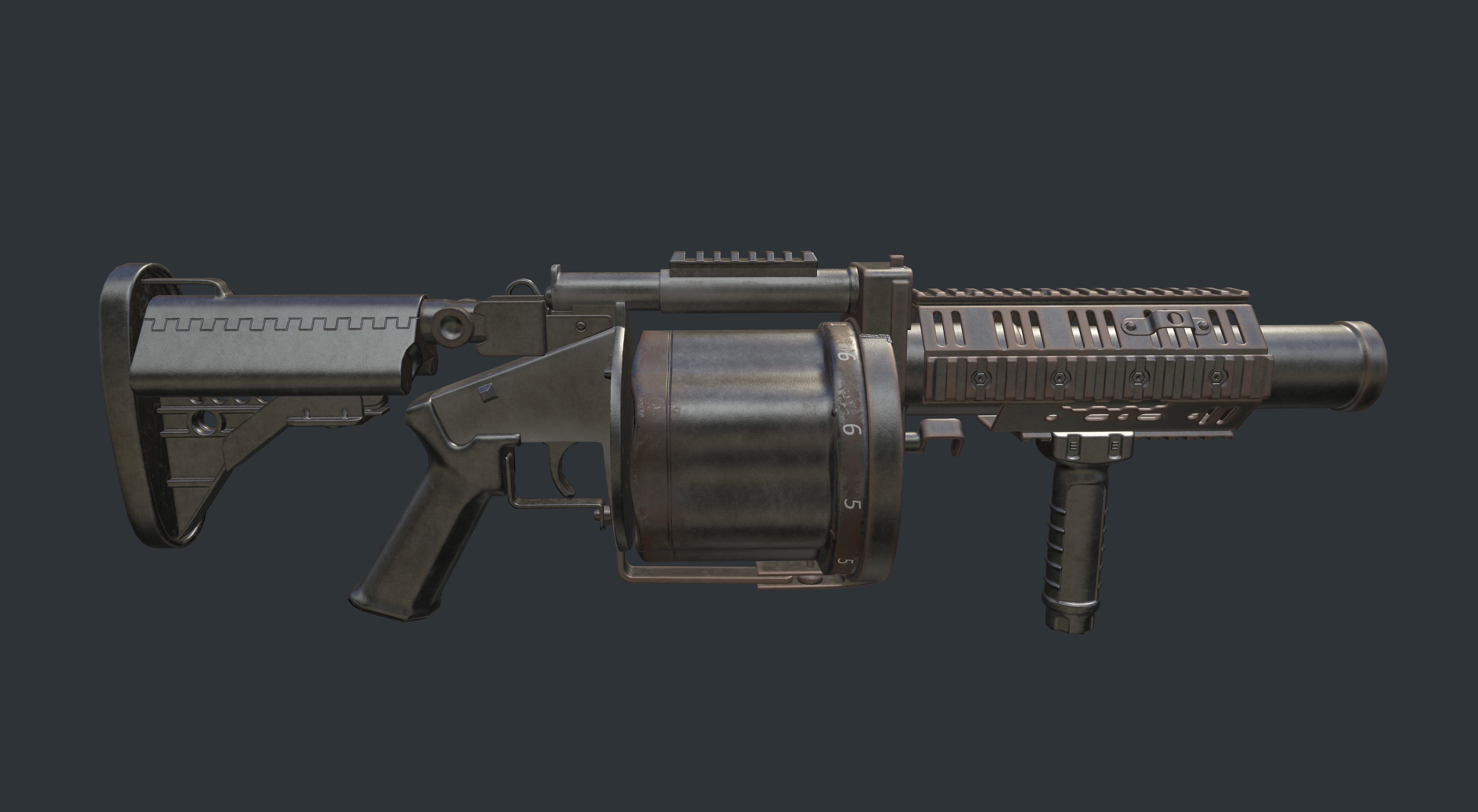 Milkor MGL Grenade Launcher Low-poly 3D model_7