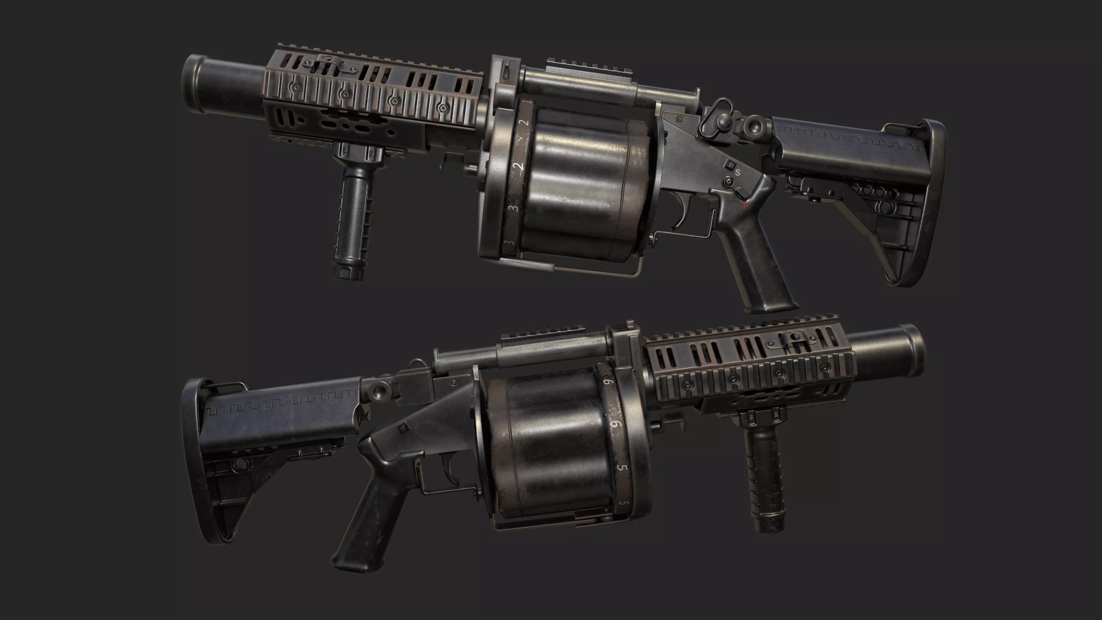 Milkor MGL Grenade Launcher Low-poly 3D model_0