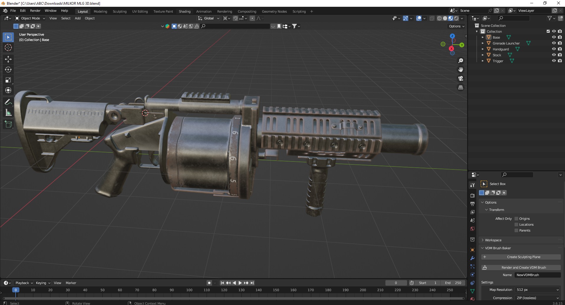 Milkor MGL Grenade Launcher Low-poly 3D model_41