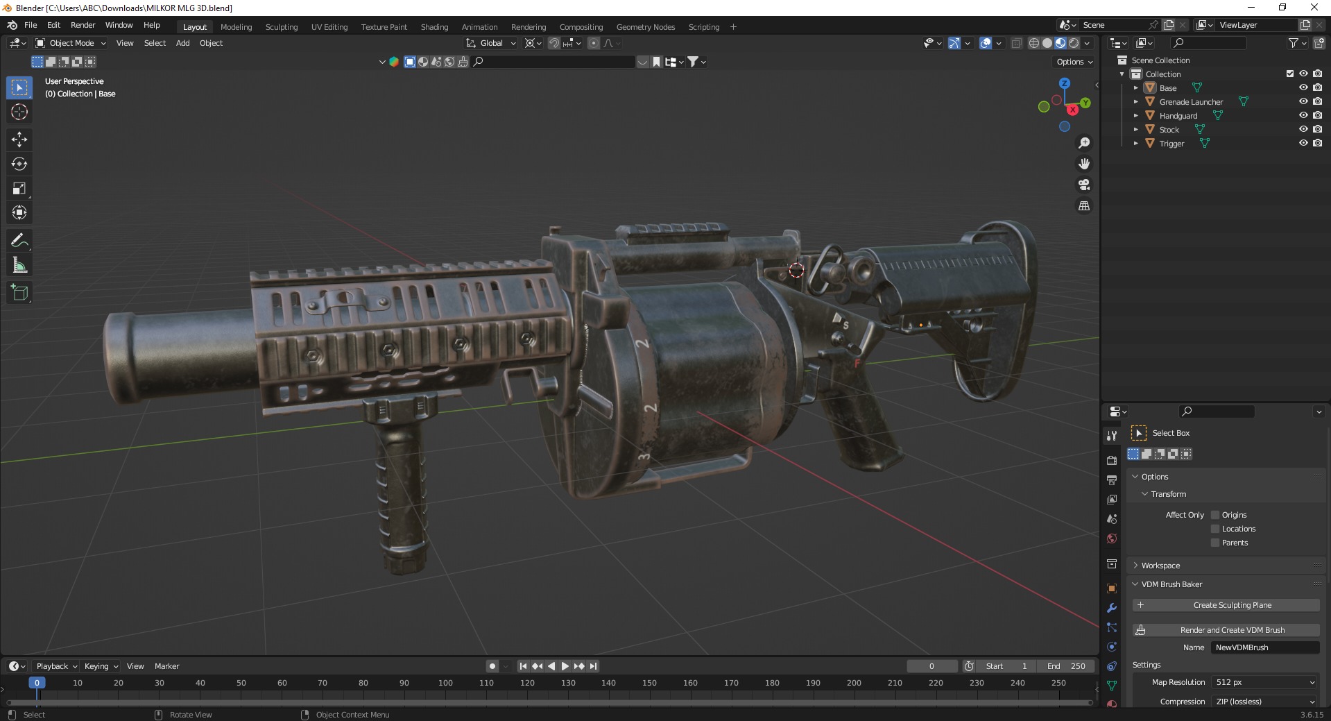 Milkor MGL Grenade Launcher Low-poly 3D model_42