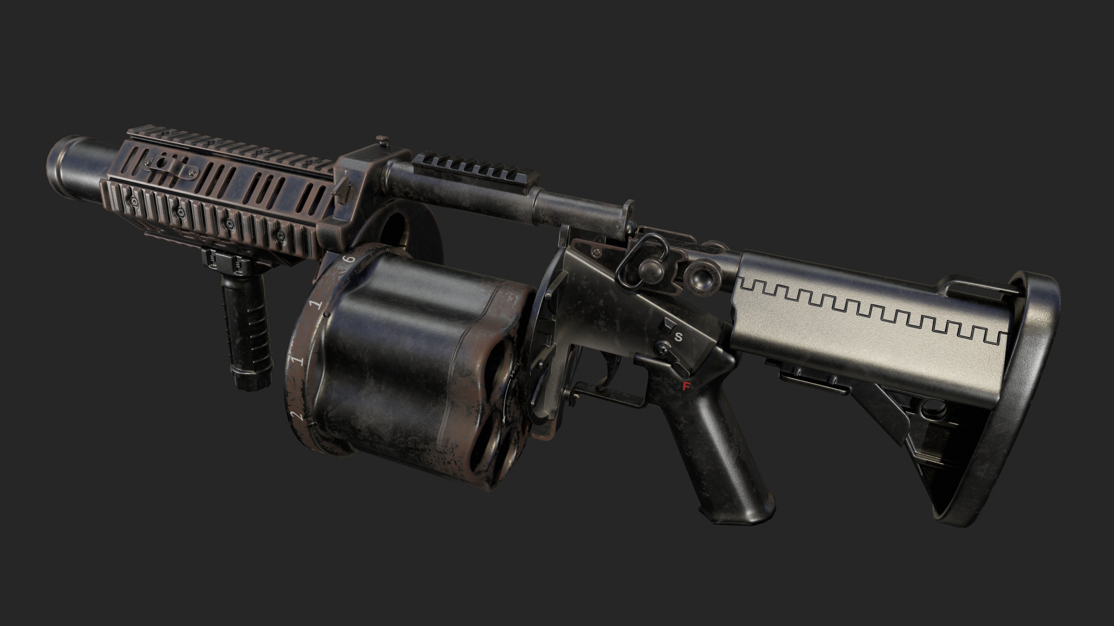 Milkor MGL Grenade Launcher Low-poly 3D model_3