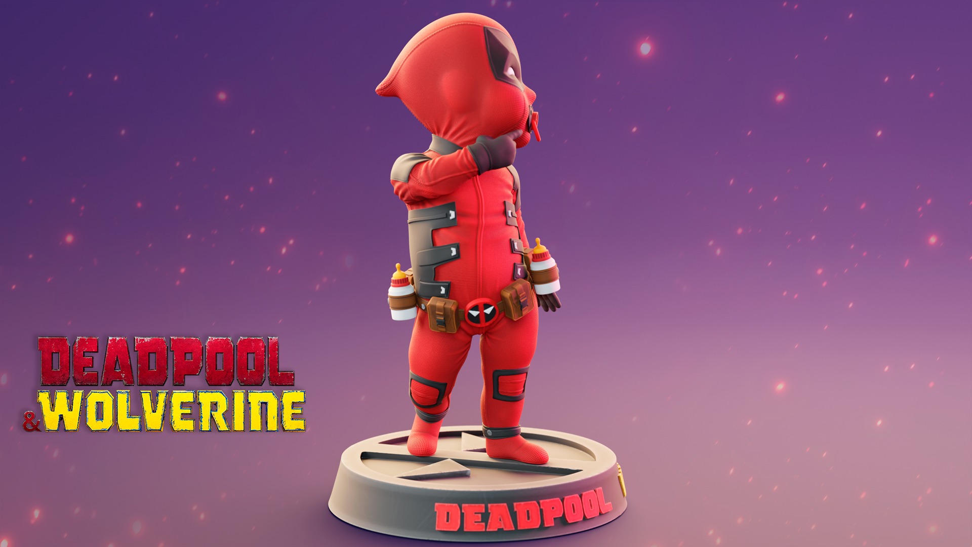 Baby deadpool pose 2 from deadpool and wolverine 3D print model_2