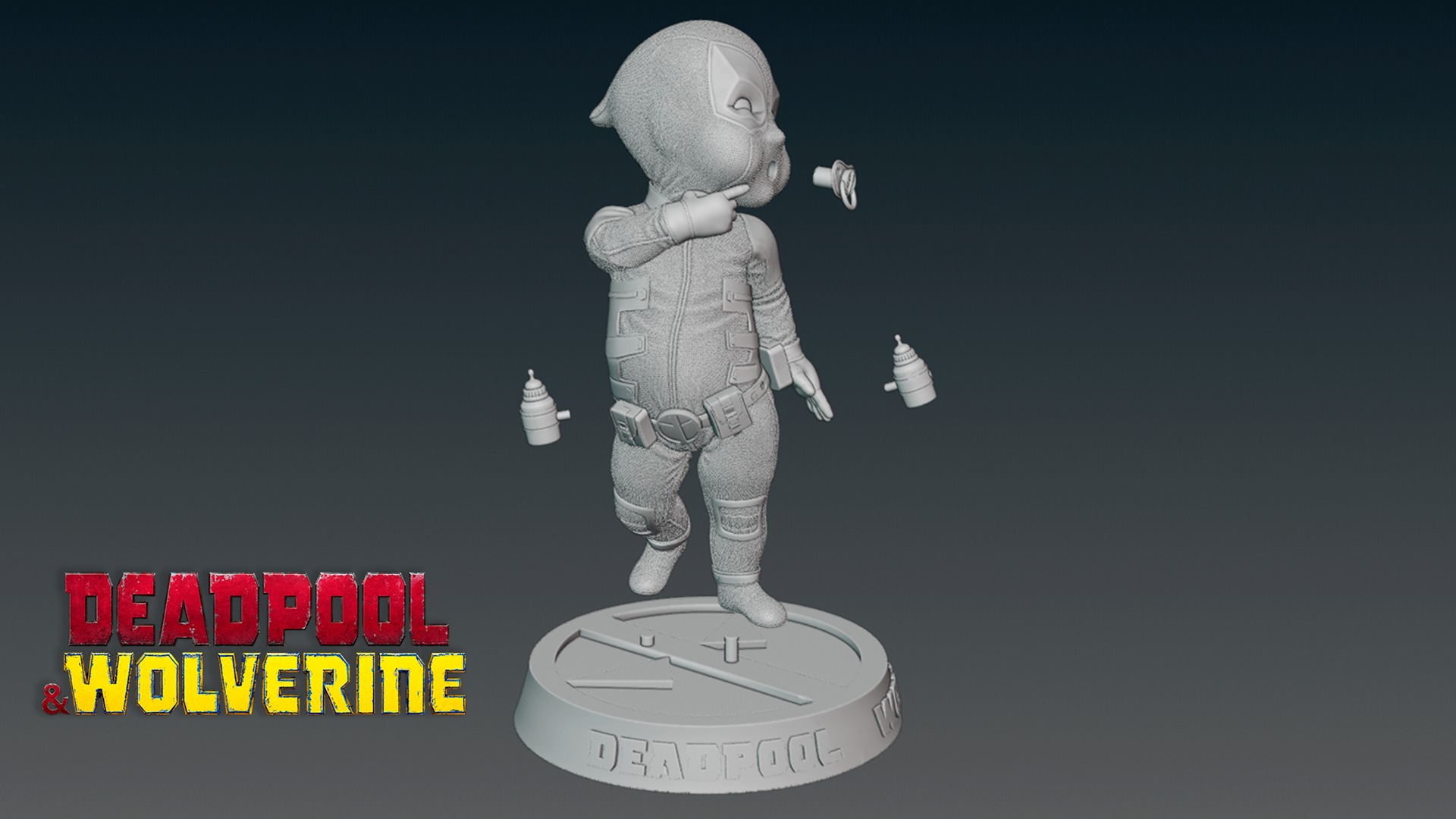 Baby deadpool pose 2 from deadpool and wolverine 3D print model_4
