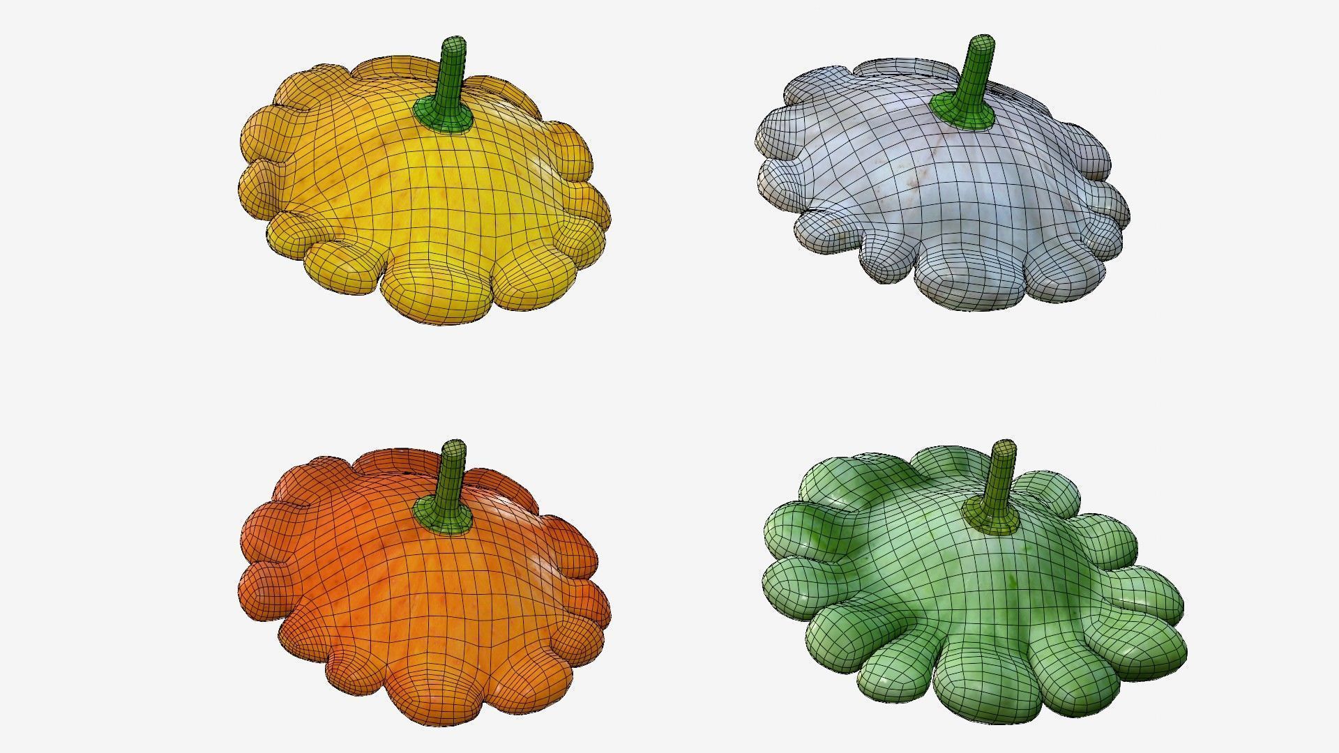 Scallop squash Low-poly 3D model_35