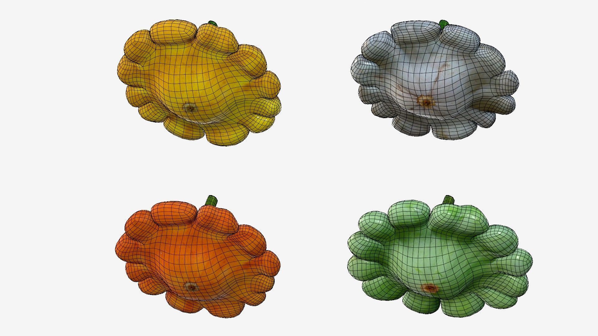 Scallop squash Low-poly 3D model_26
