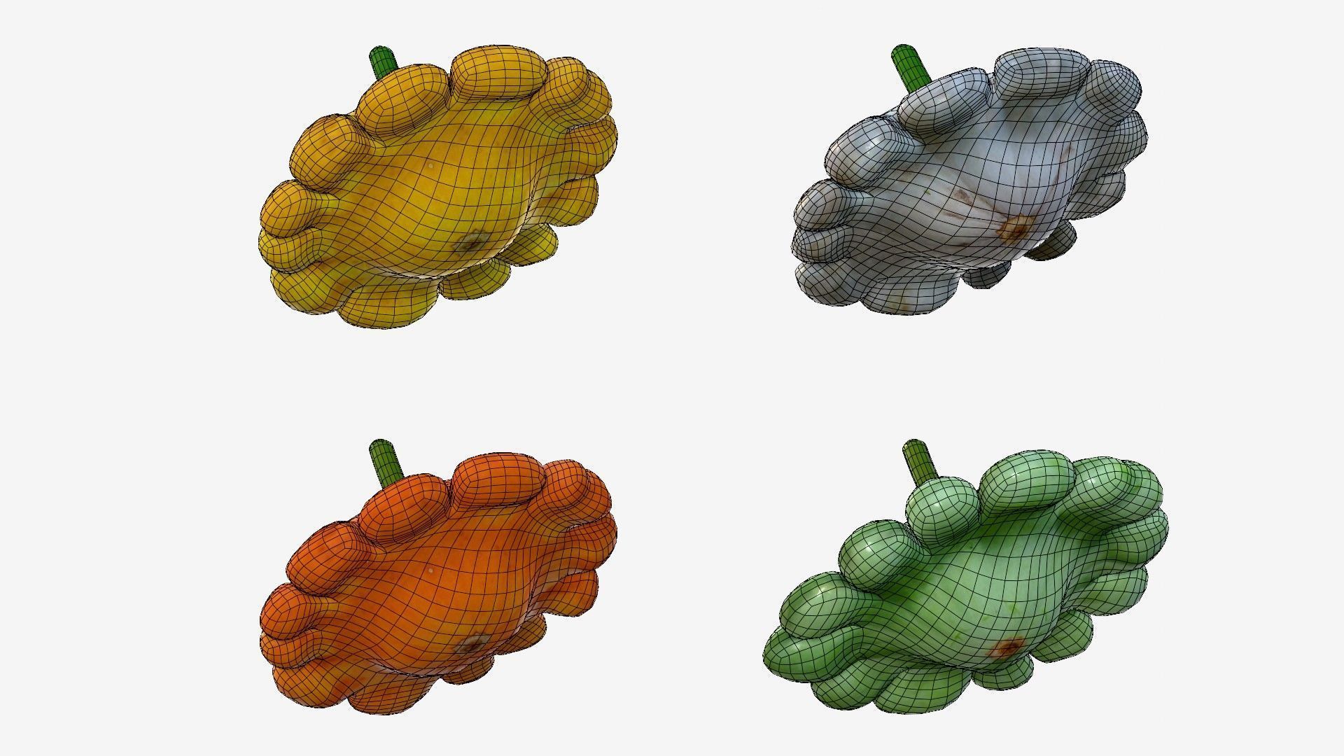 Scallop squash Low-poly 3D model_42