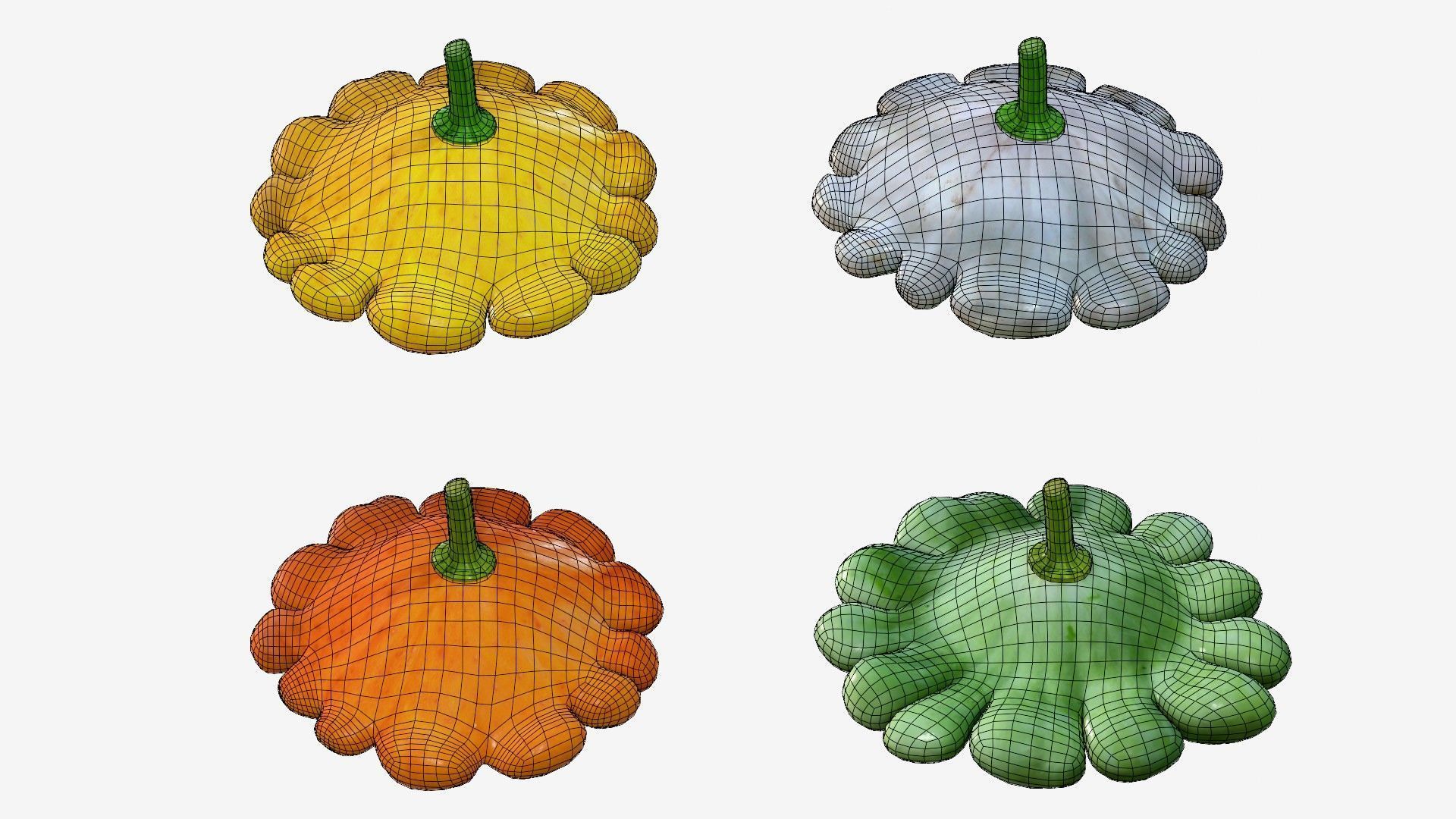 Scallop squash Low-poly 3D model_23