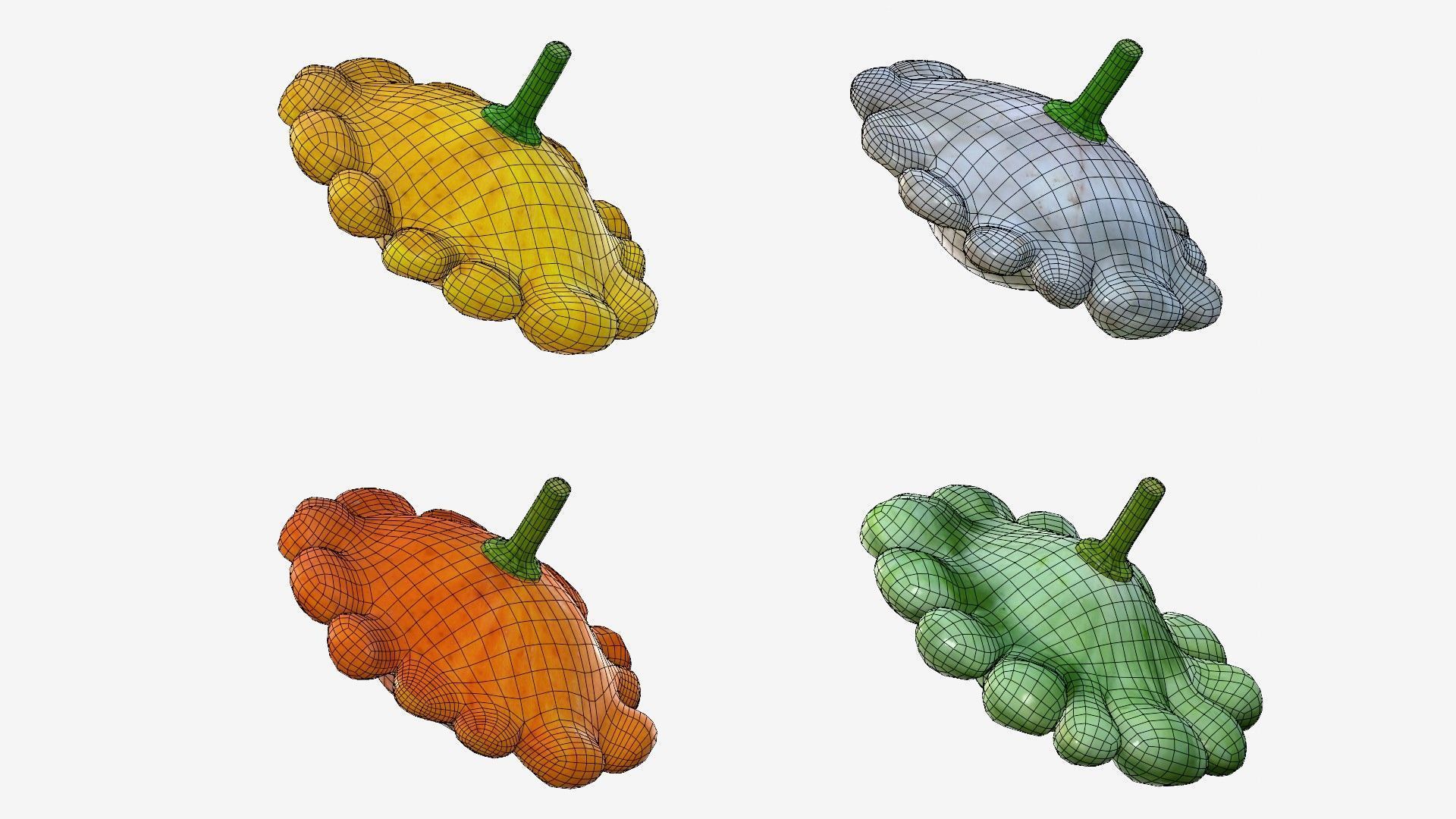 Scallop squash Low-poly 3D model_32