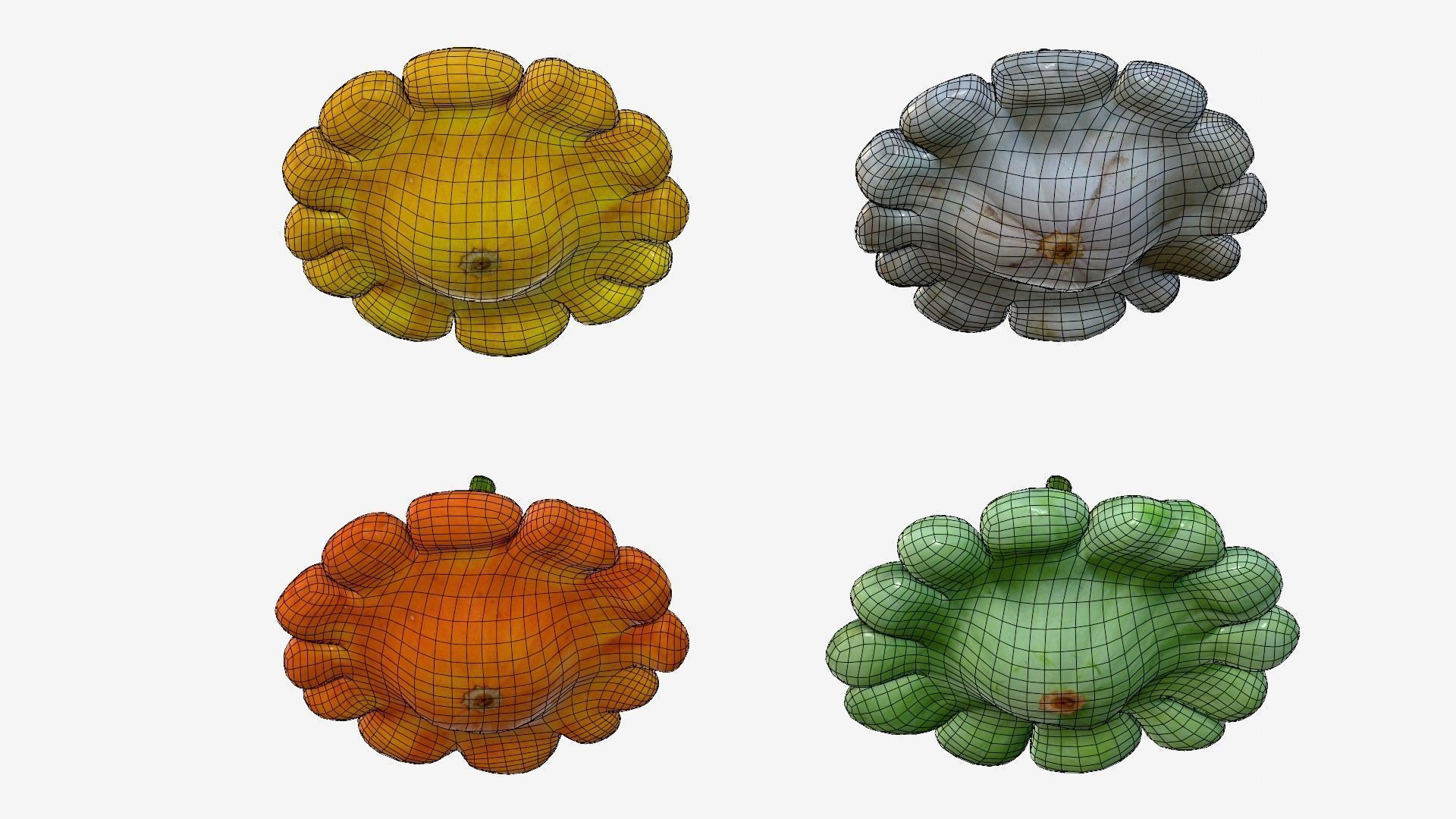 Scallop squash Low-poly 3D model_25