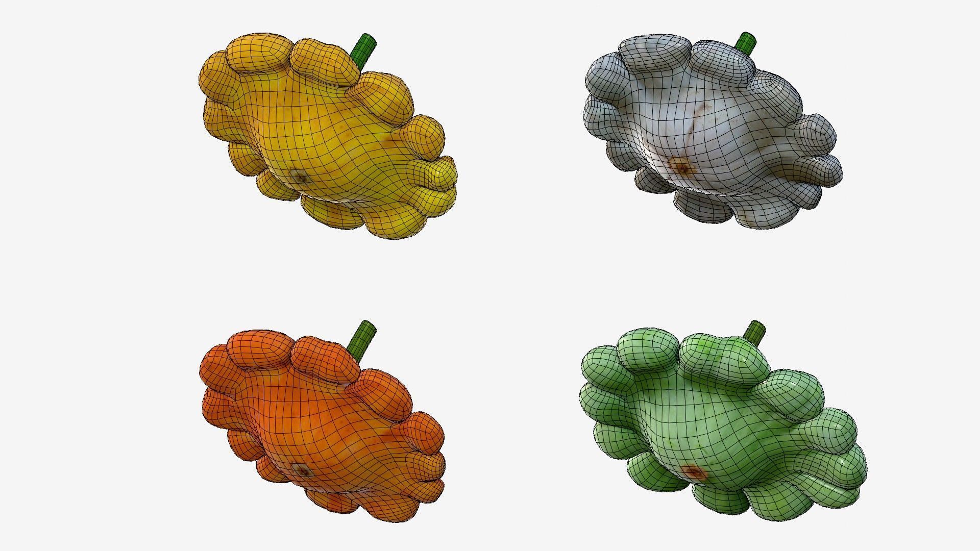 Scallop squash Low-poly 3D model_27