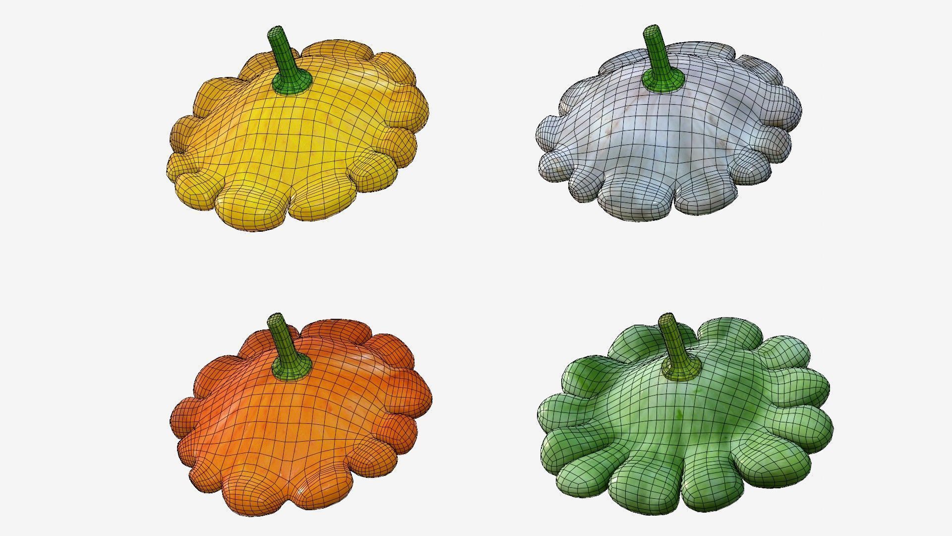 Scallop squash Low-poly 3D model_34