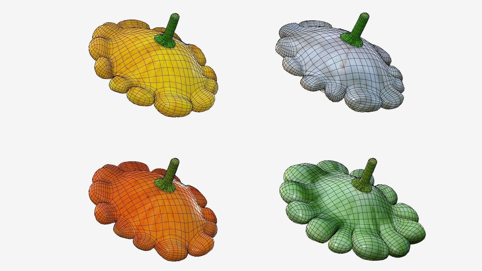 Scallop squash Low-poly 3D model_33