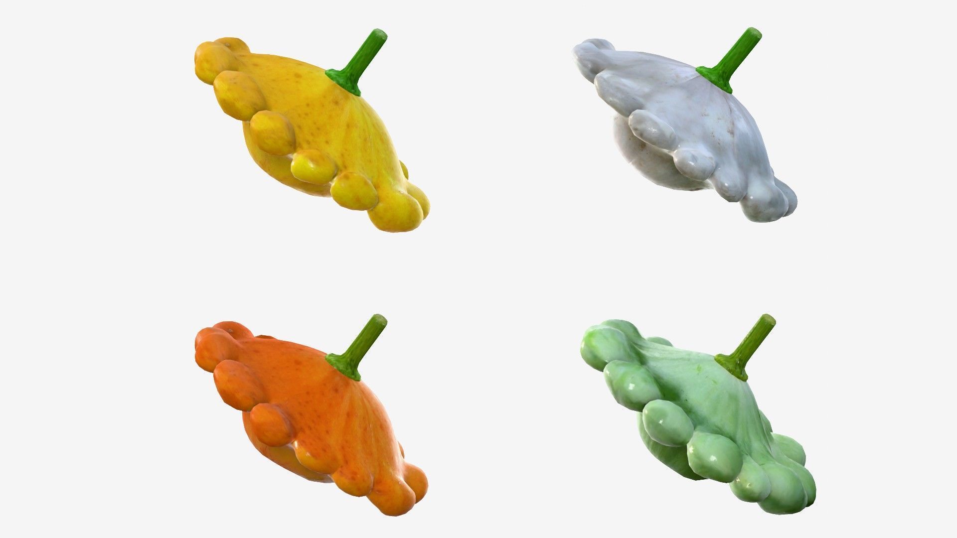 Scallop squash Low-poly 3D model_9